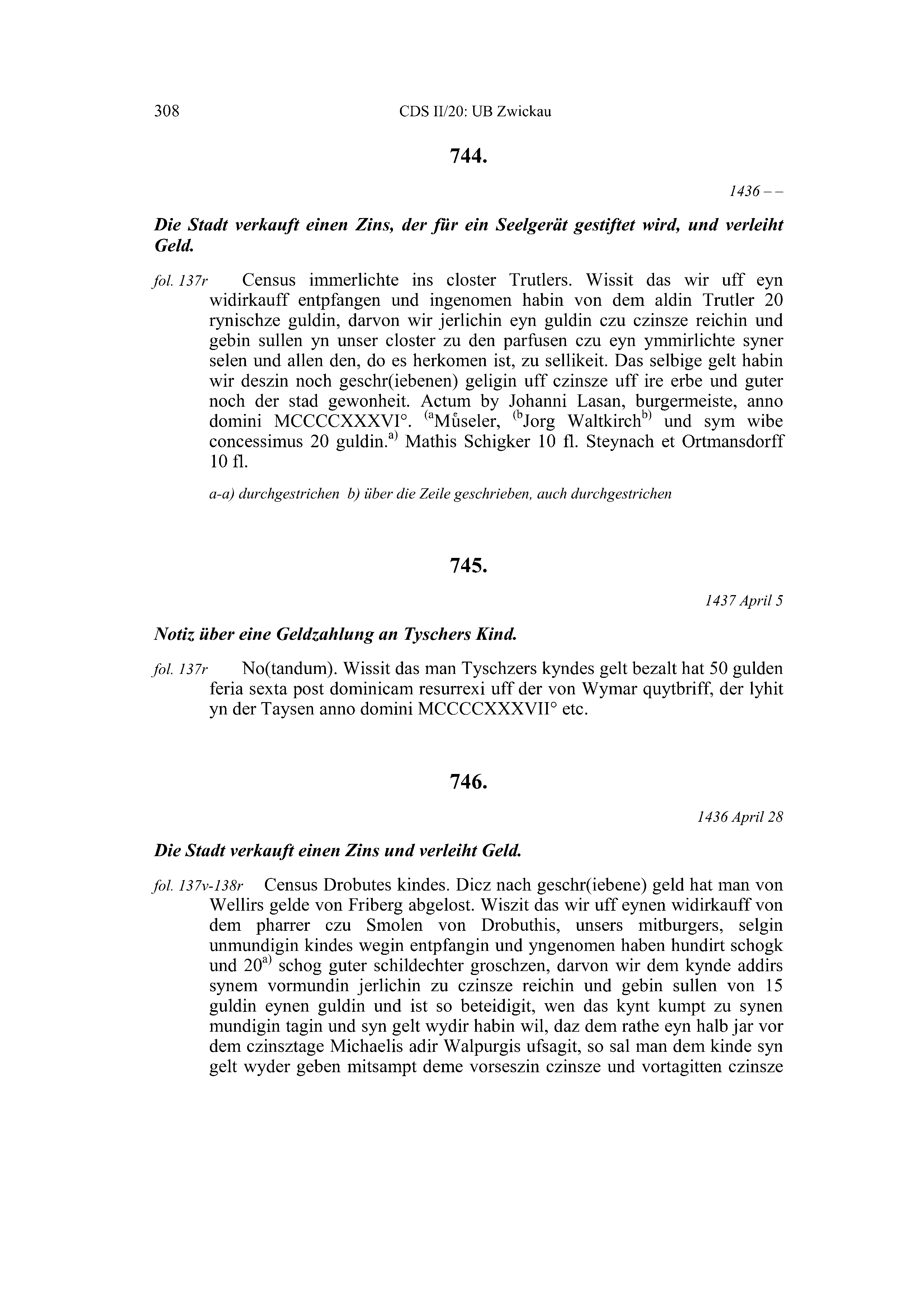 Historische Urkunde Seite 308 aus Band cds2_20