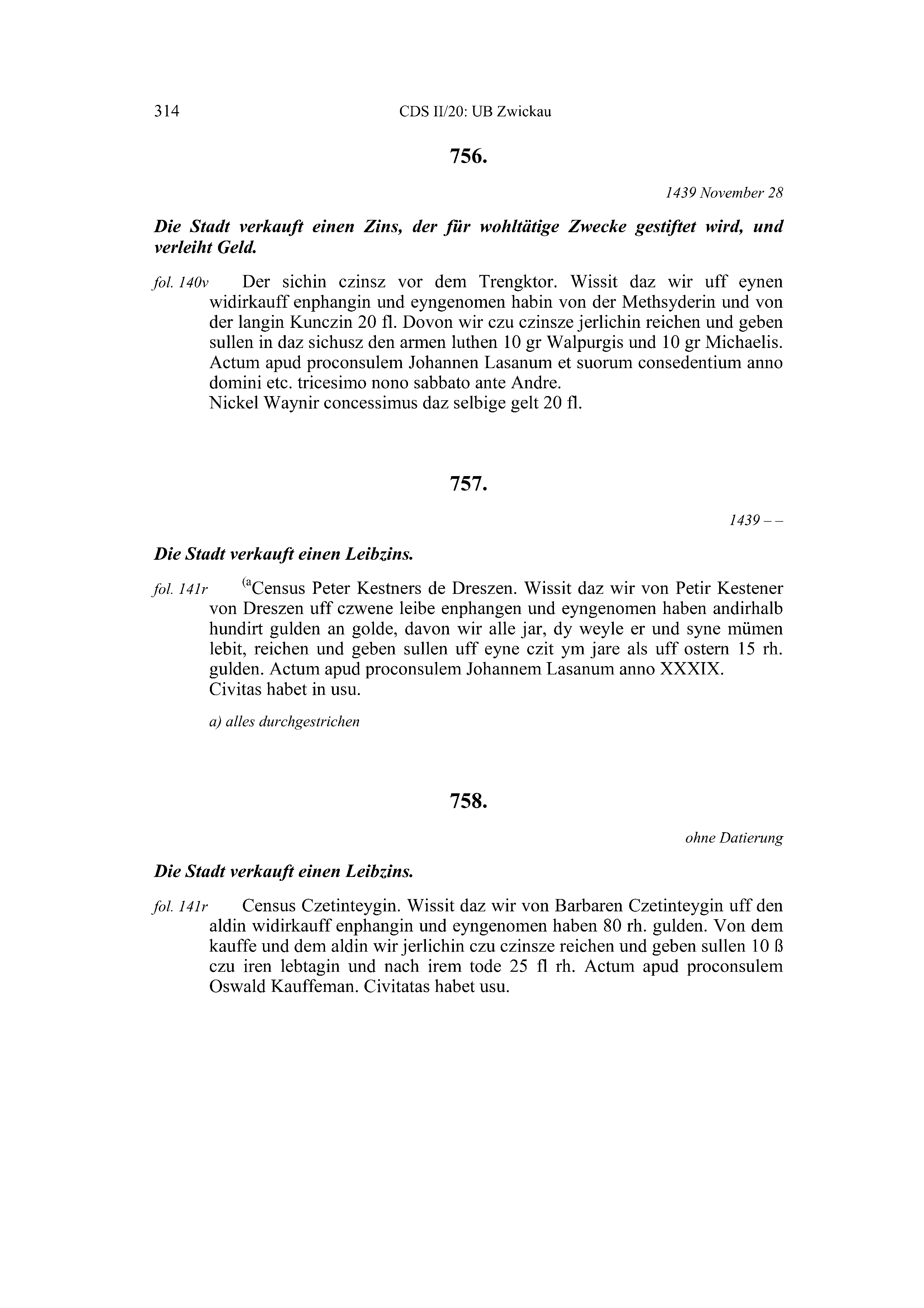 Historische Urkunde Seite 314 aus Band cds2_20
