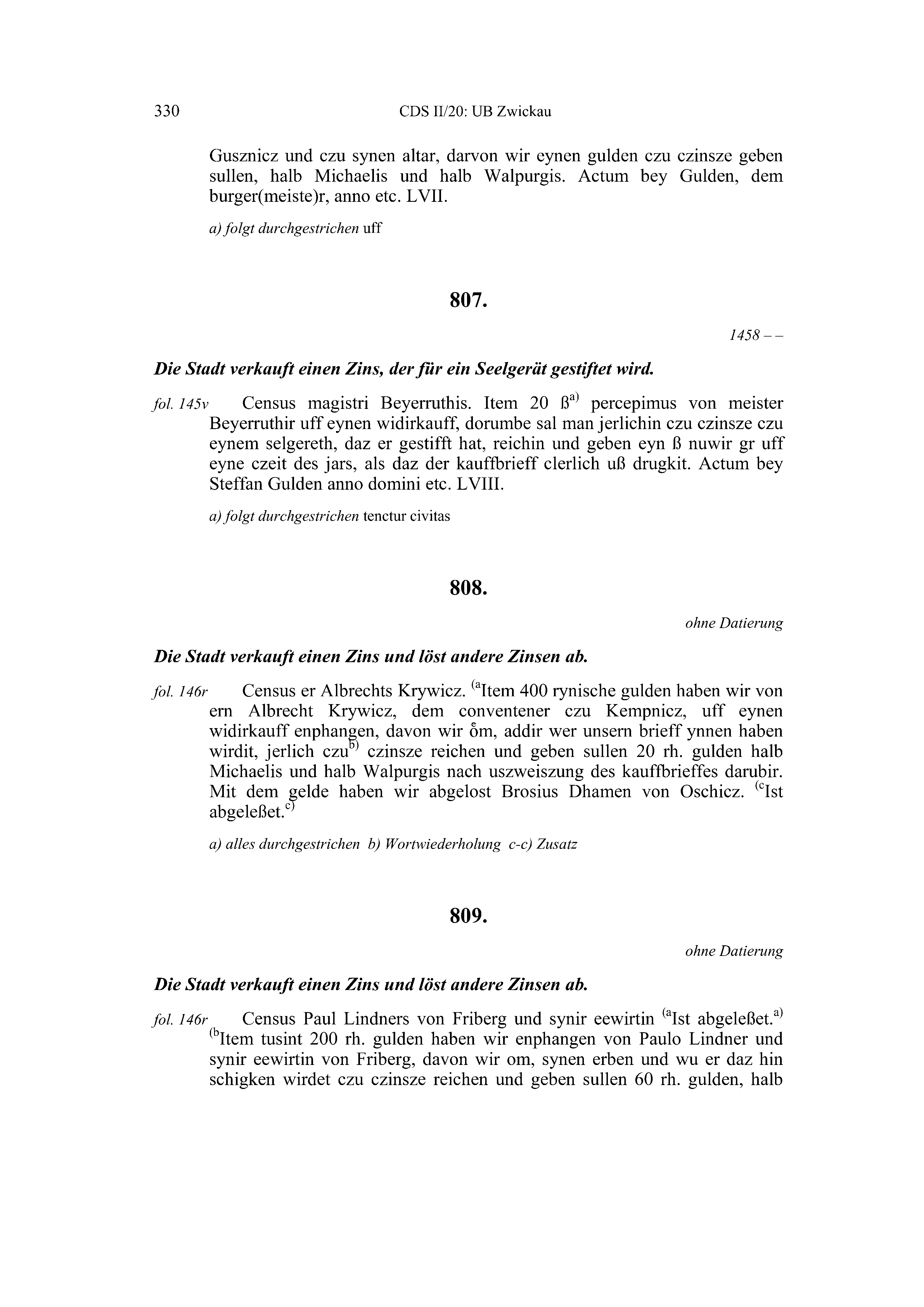Historische Urkunde Seite 330 aus Band cds2_20
