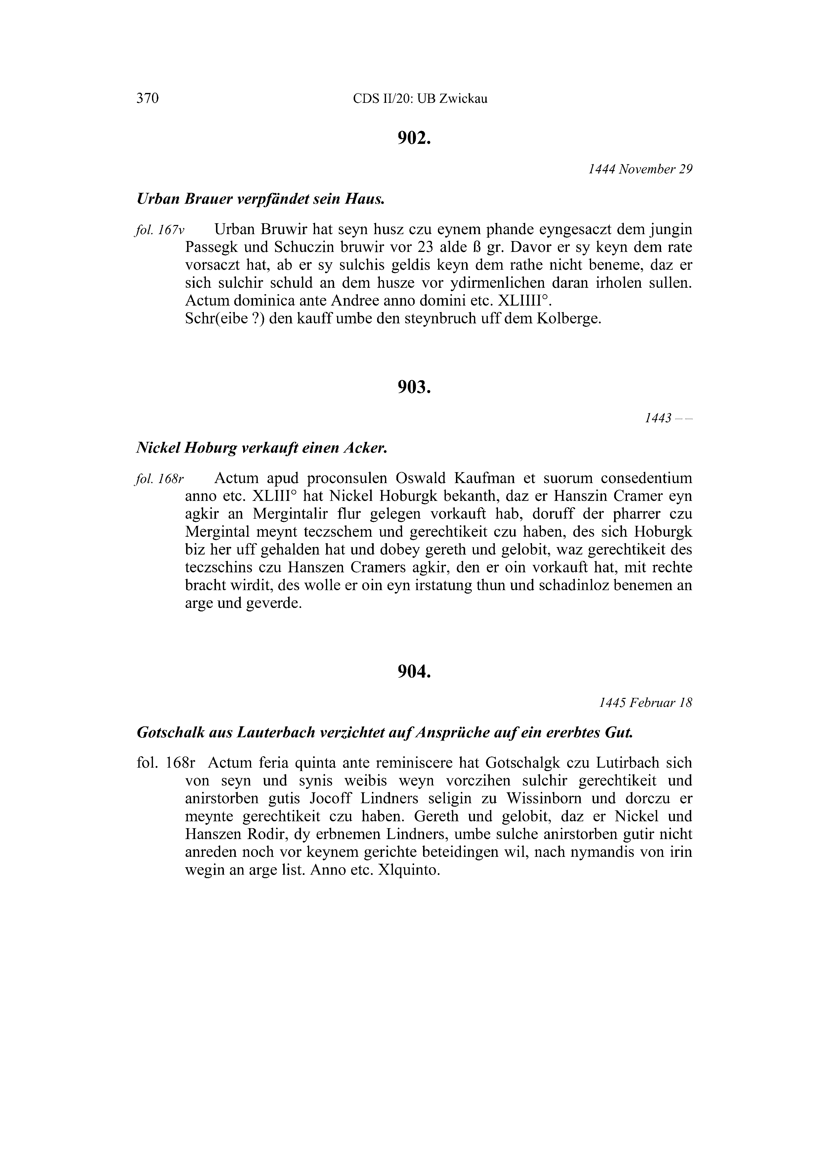 Historische Urkunde Seite 370 aus Band cds2_20