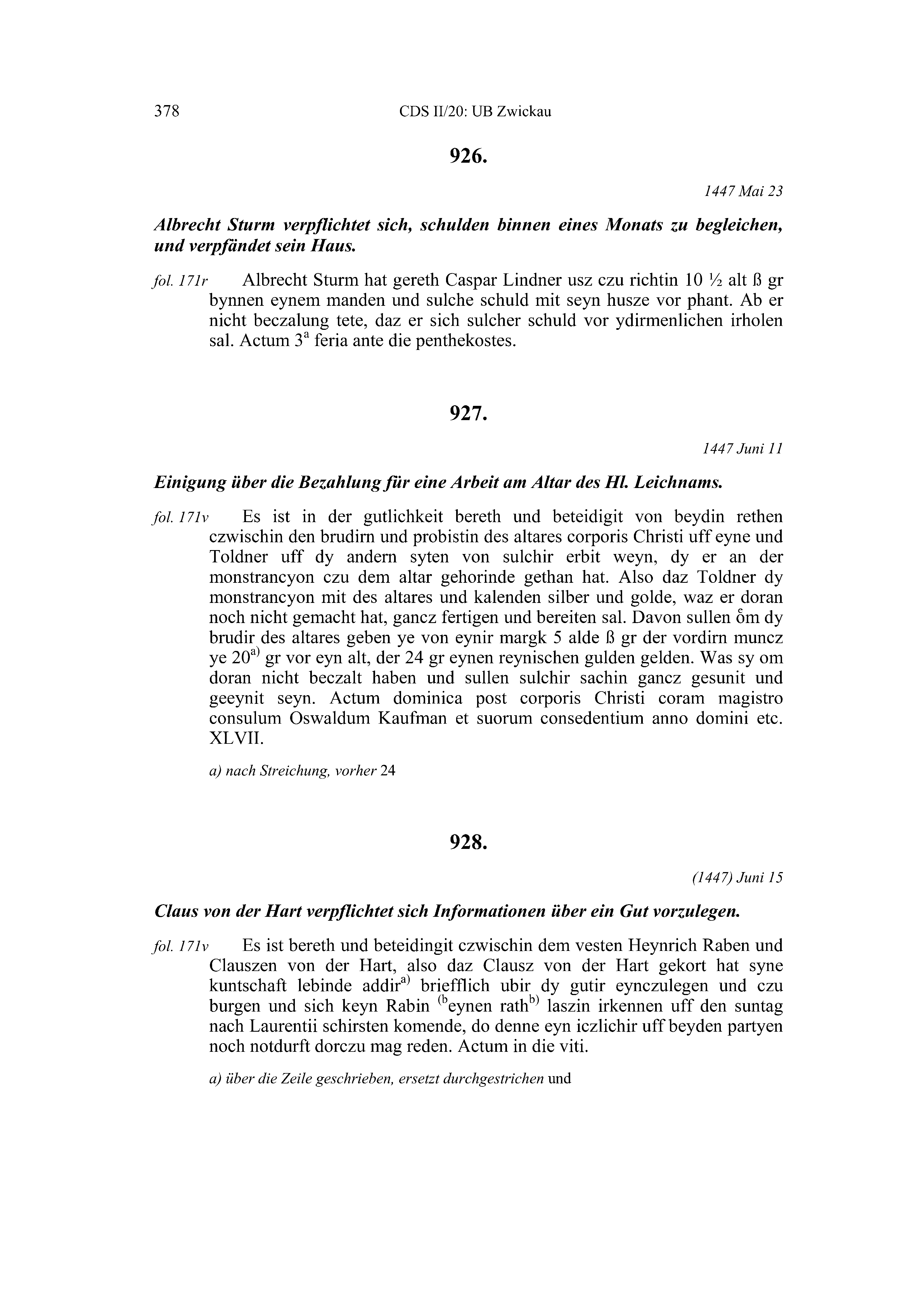Historische Urkunde Seite 378 aus Band cds2_20