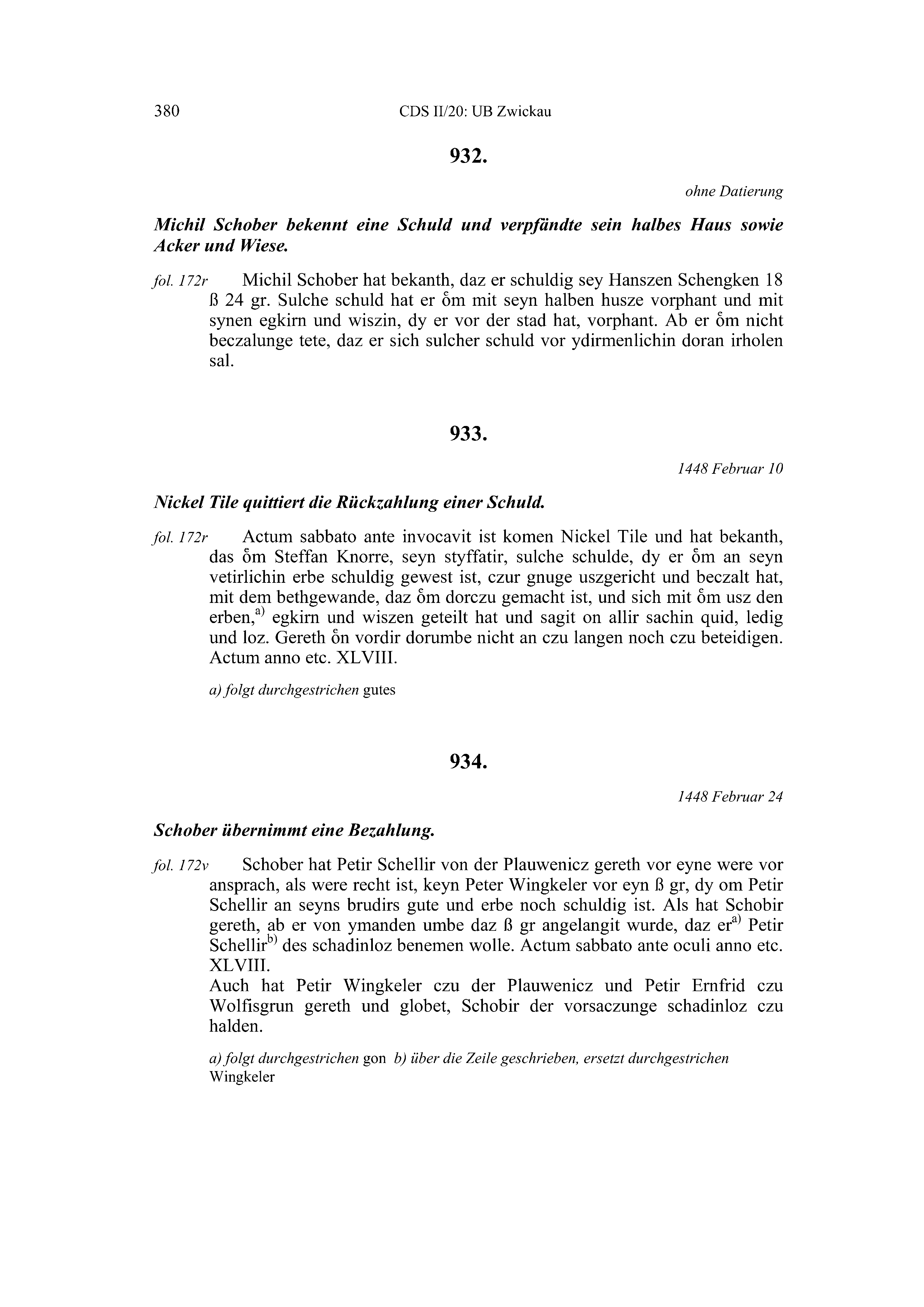 Historische Urkunde Seite 380 aus Band cds2_20
