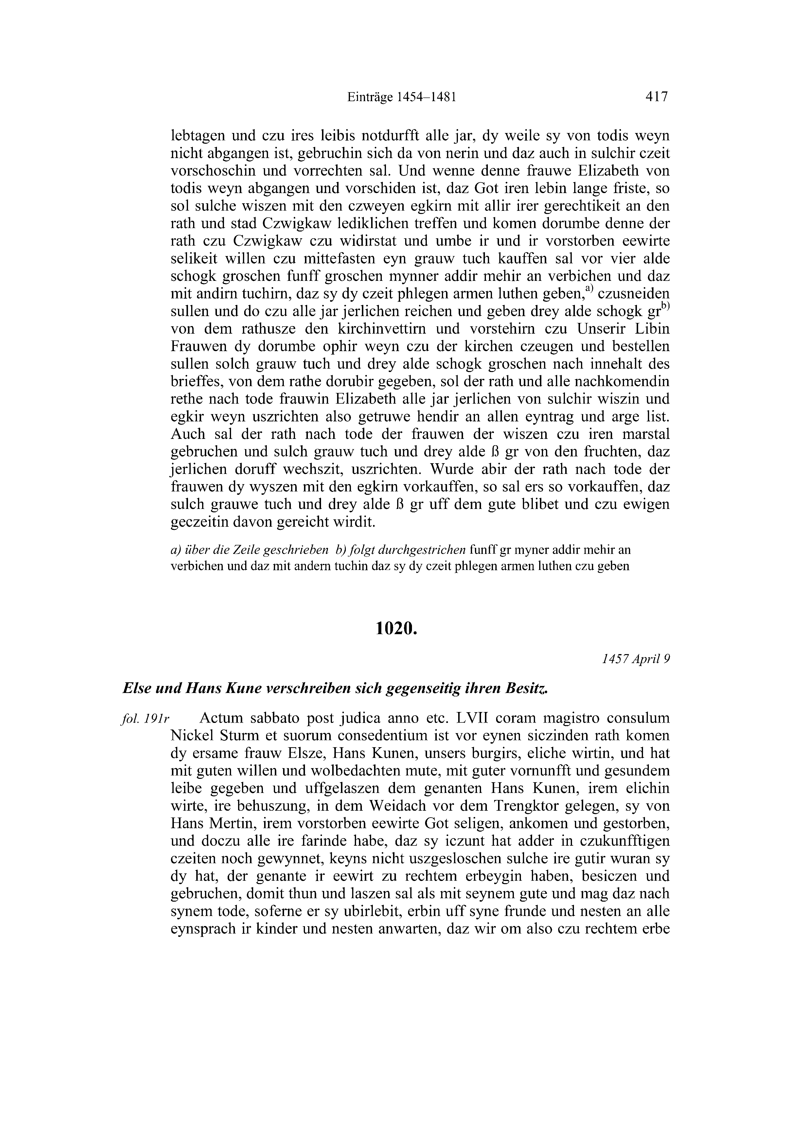 Historische Urkunde Seite 417 aus Band cds2_20