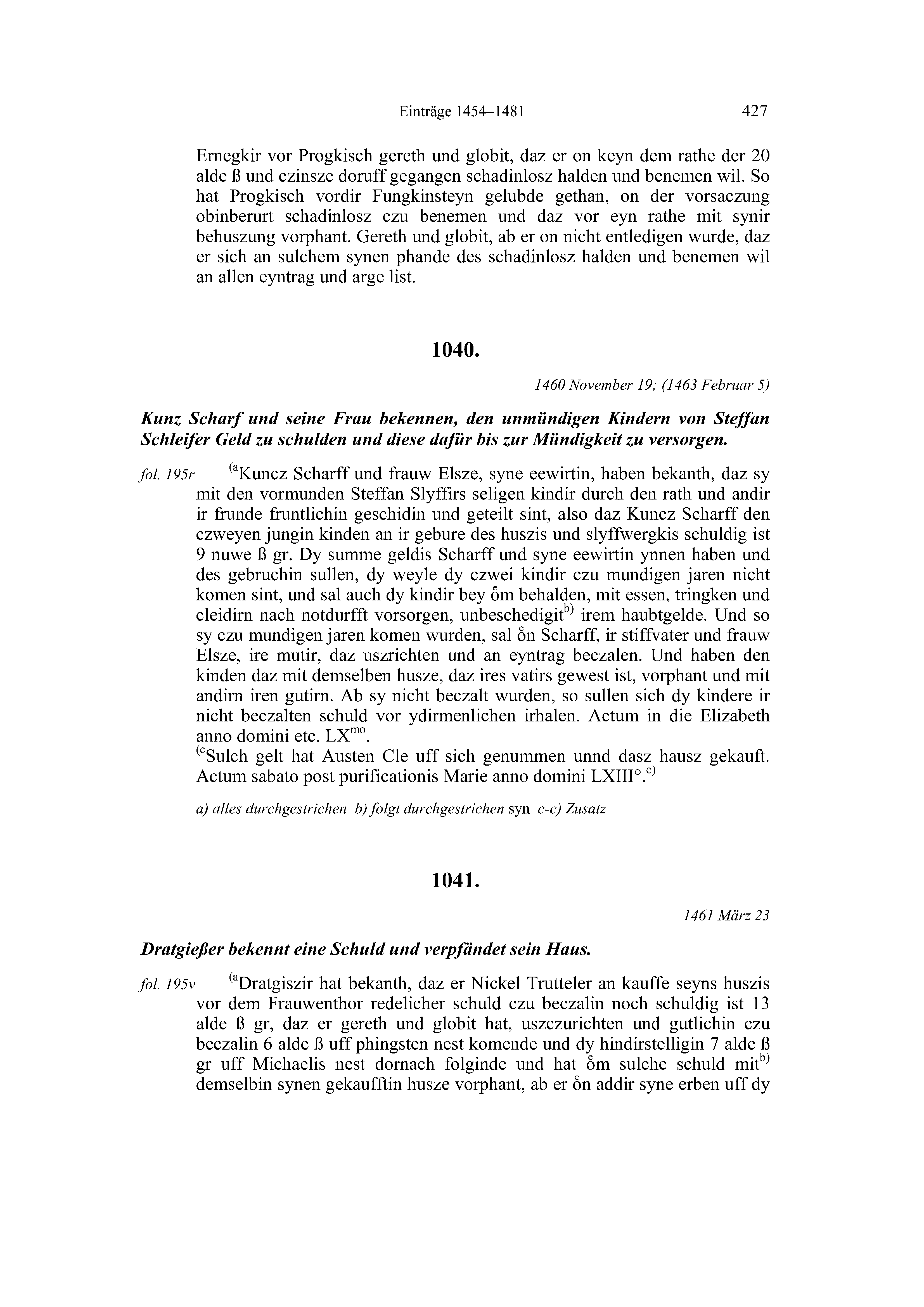Historische Urkunde Seite 427 aus Band cds2_20