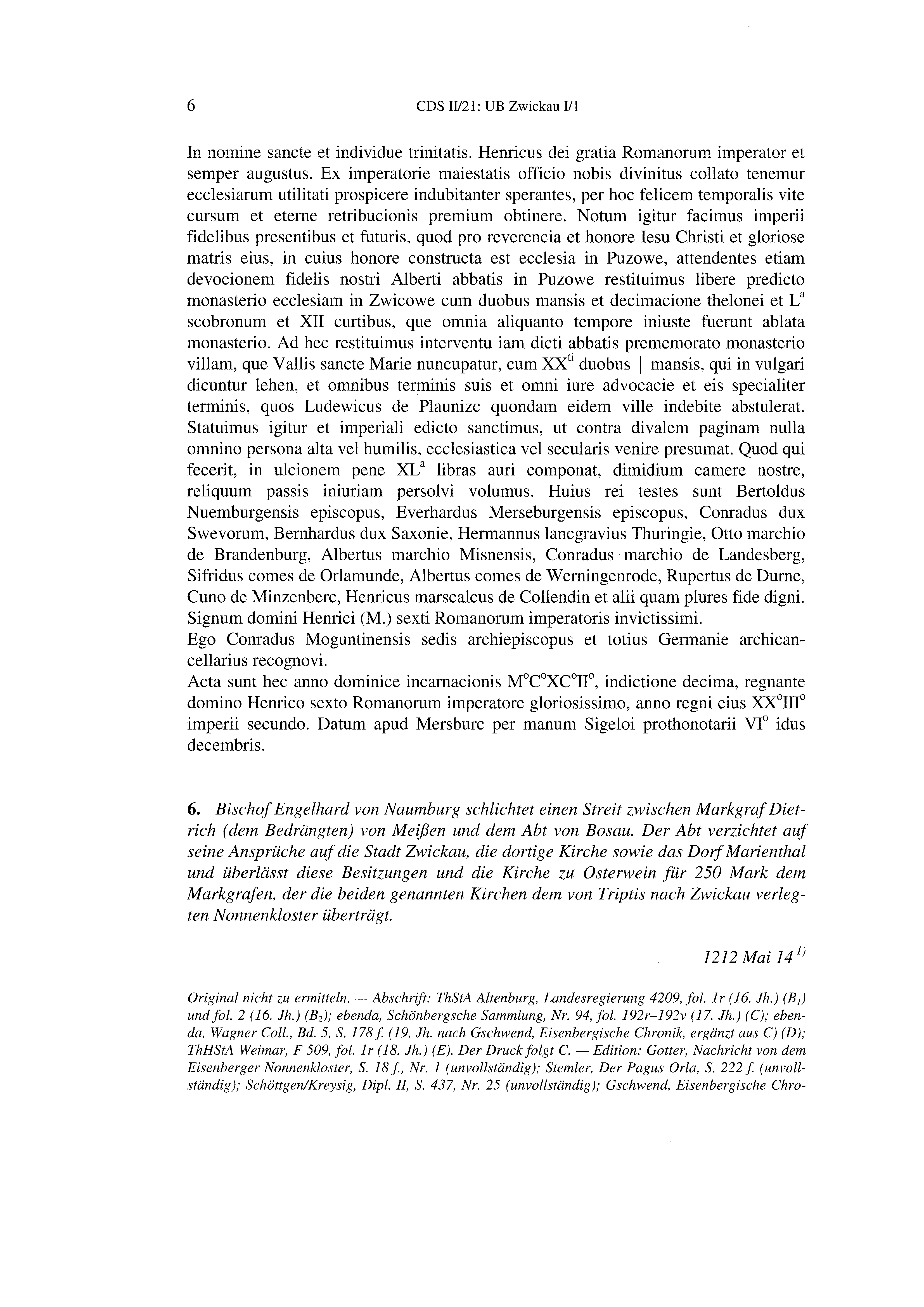 Historische Urkunde Seite 6 aus Band cds2_21