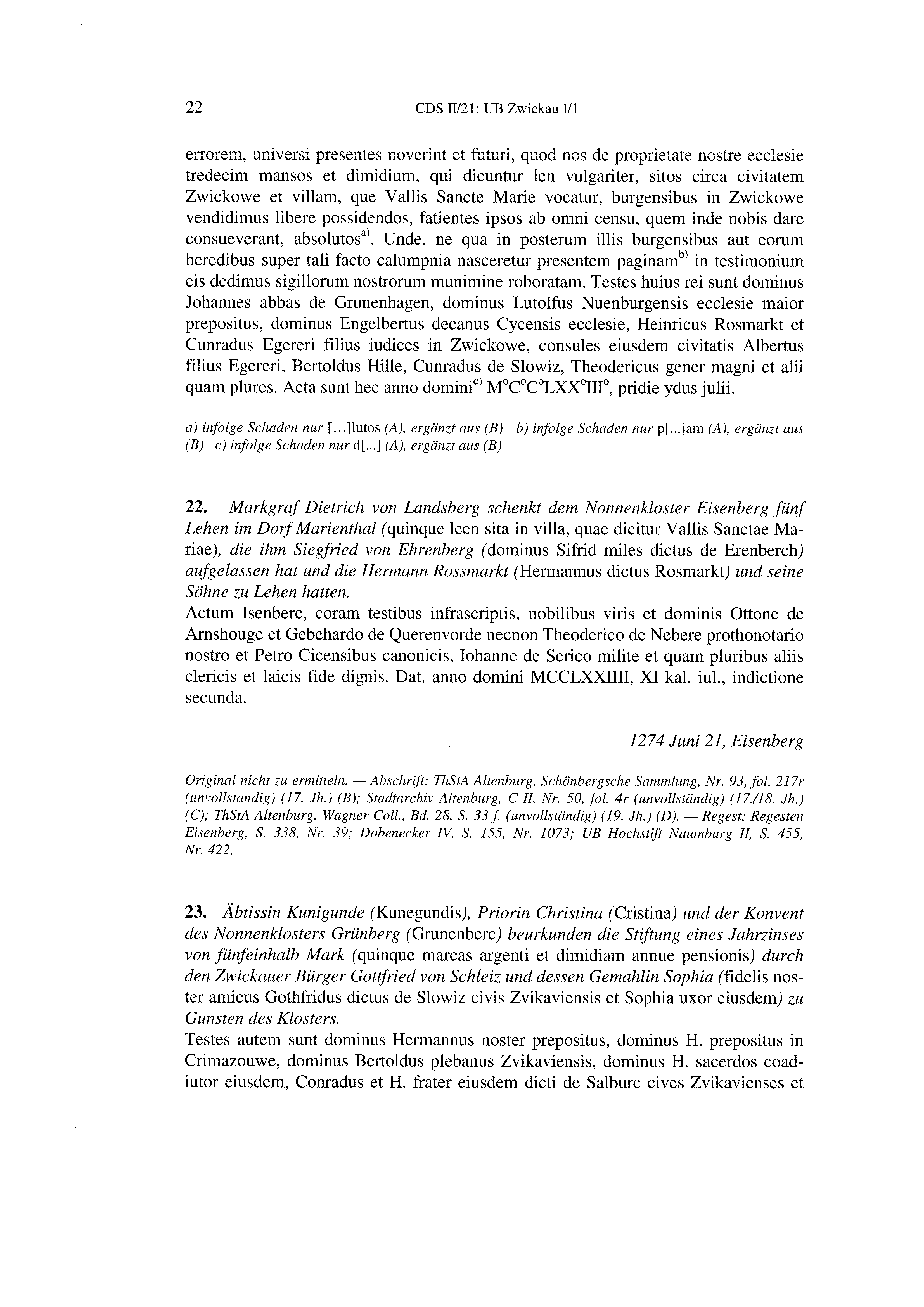 Historische Urkunde Seite 22 aus Band cds2_21