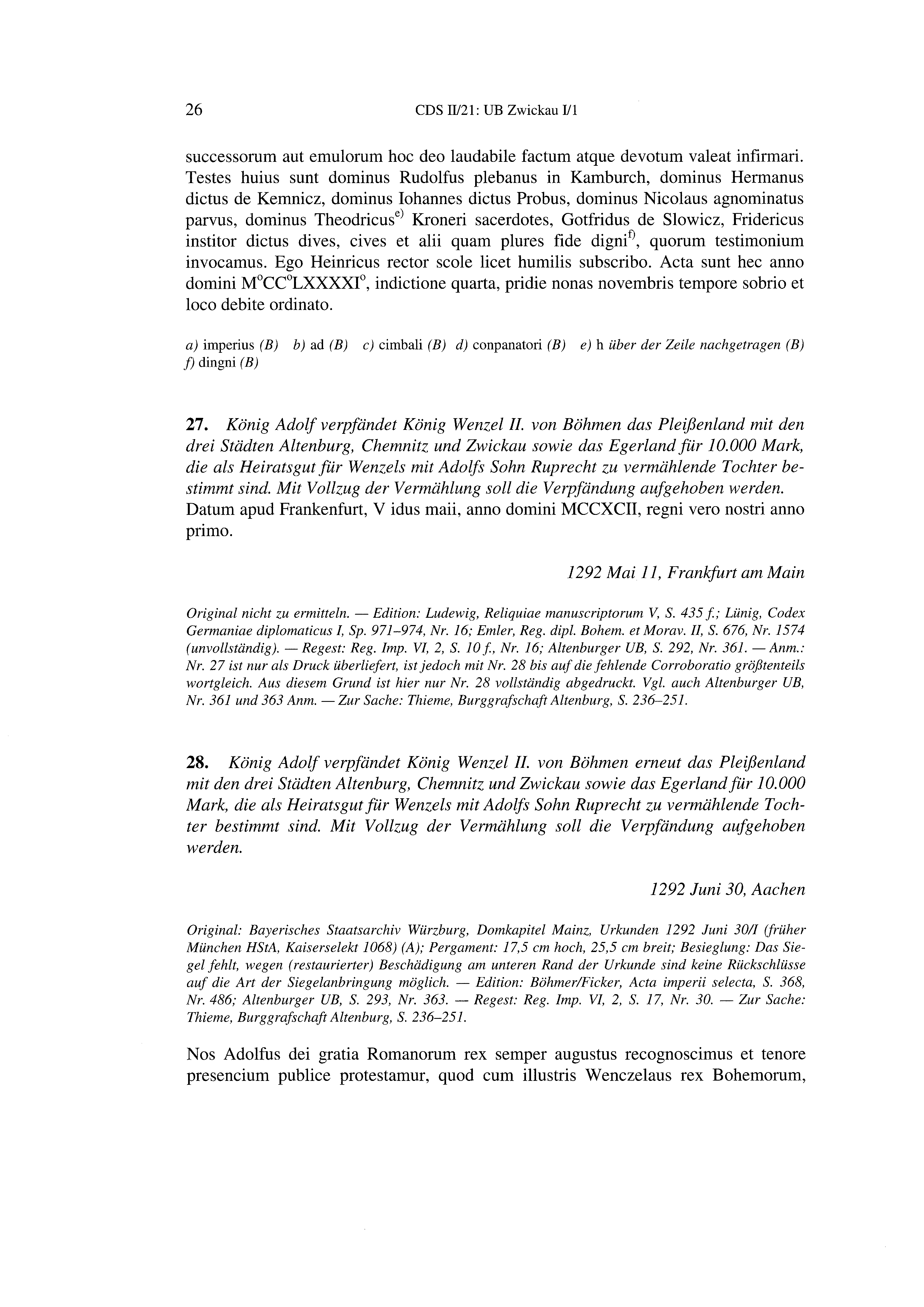 Historische Urkunde Seite 26 aus Band cds2_21