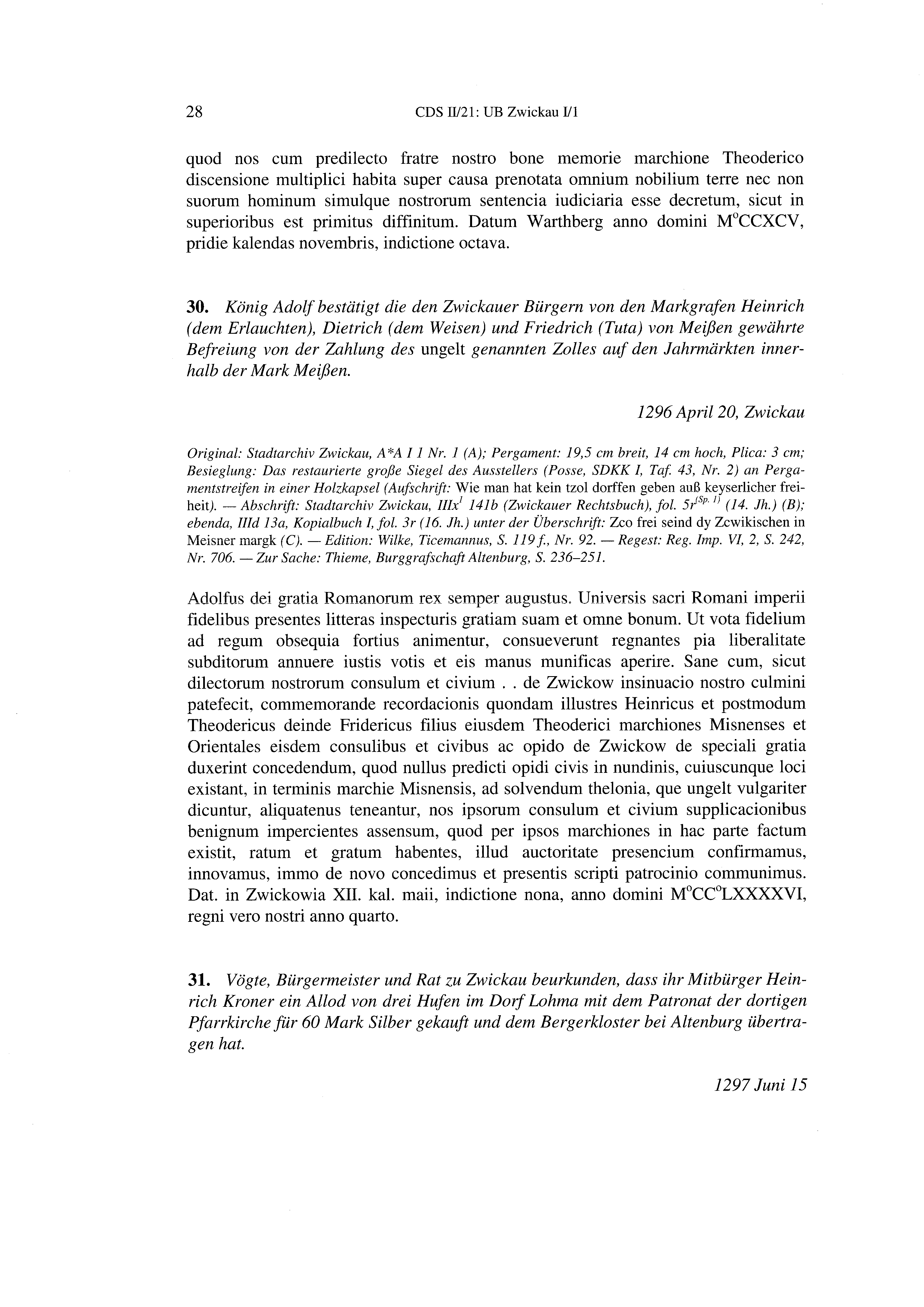 Historische Urkunde Seite 28 aus Band cds2_21