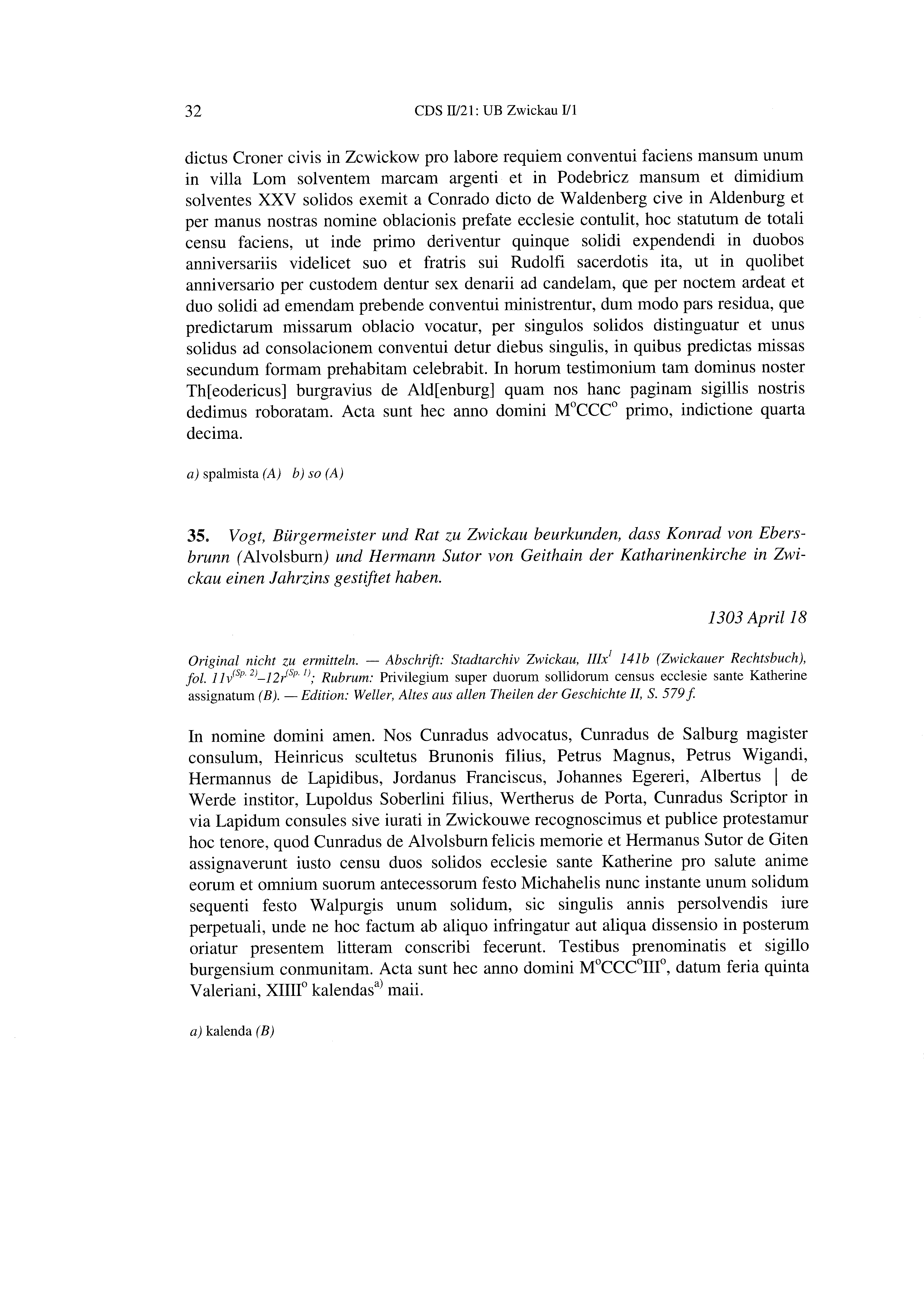 Historische Urkunde Seite 32 aus Band cds2_21