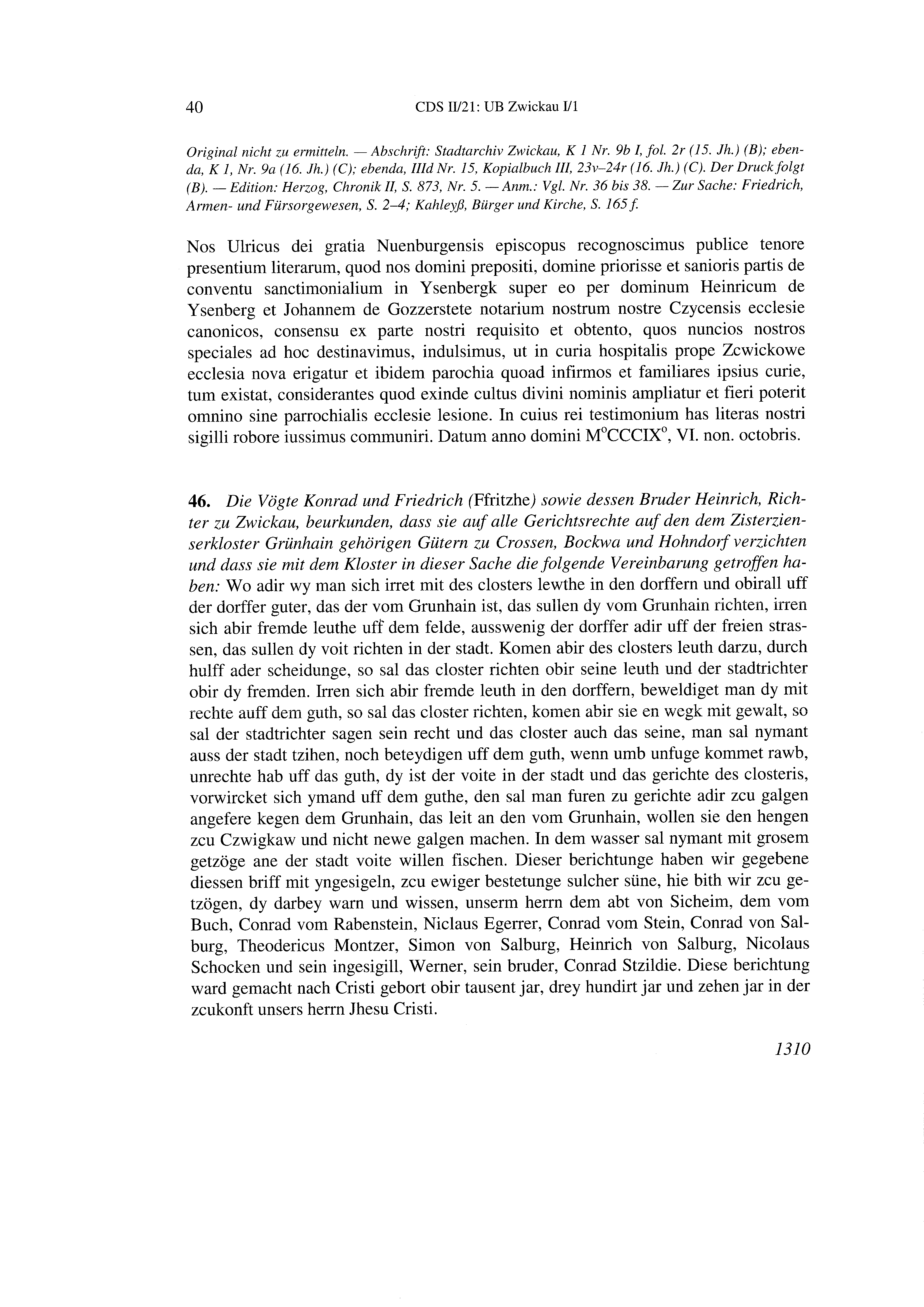 Historische Urkunde Seite 40 aus Band cds2_21