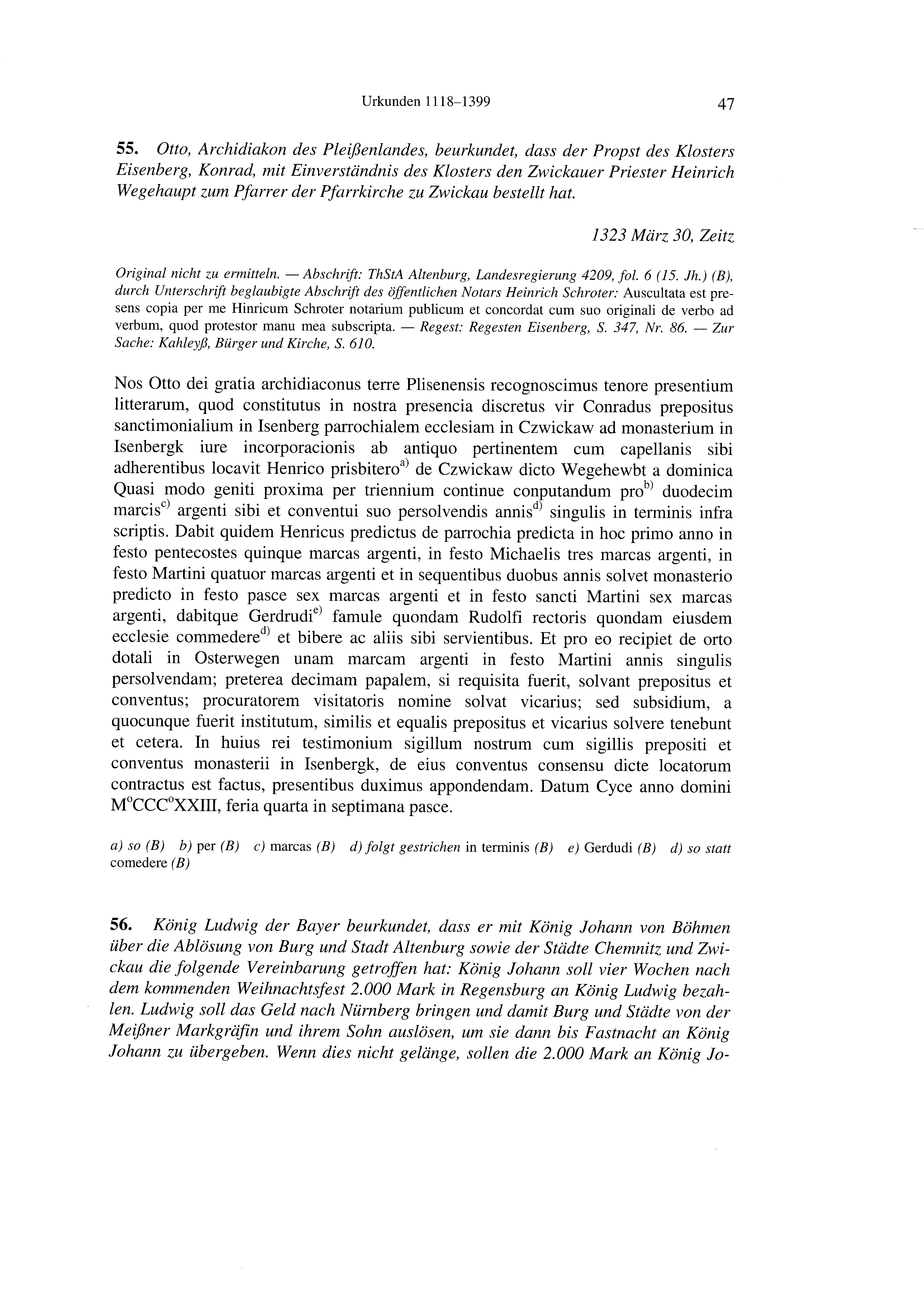 Historische Urkunde Seite 47 aus Band cds2_21