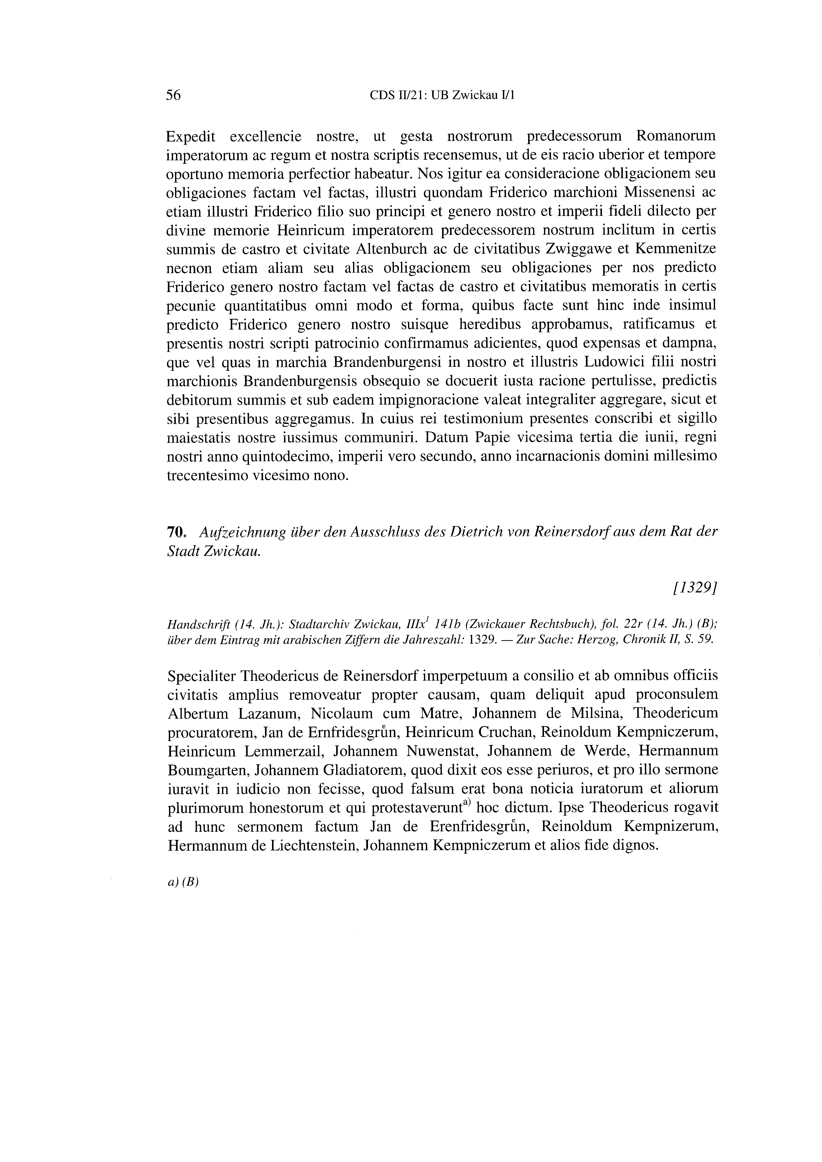 Historische Urkunde Seite 56 aus Band cds2_21