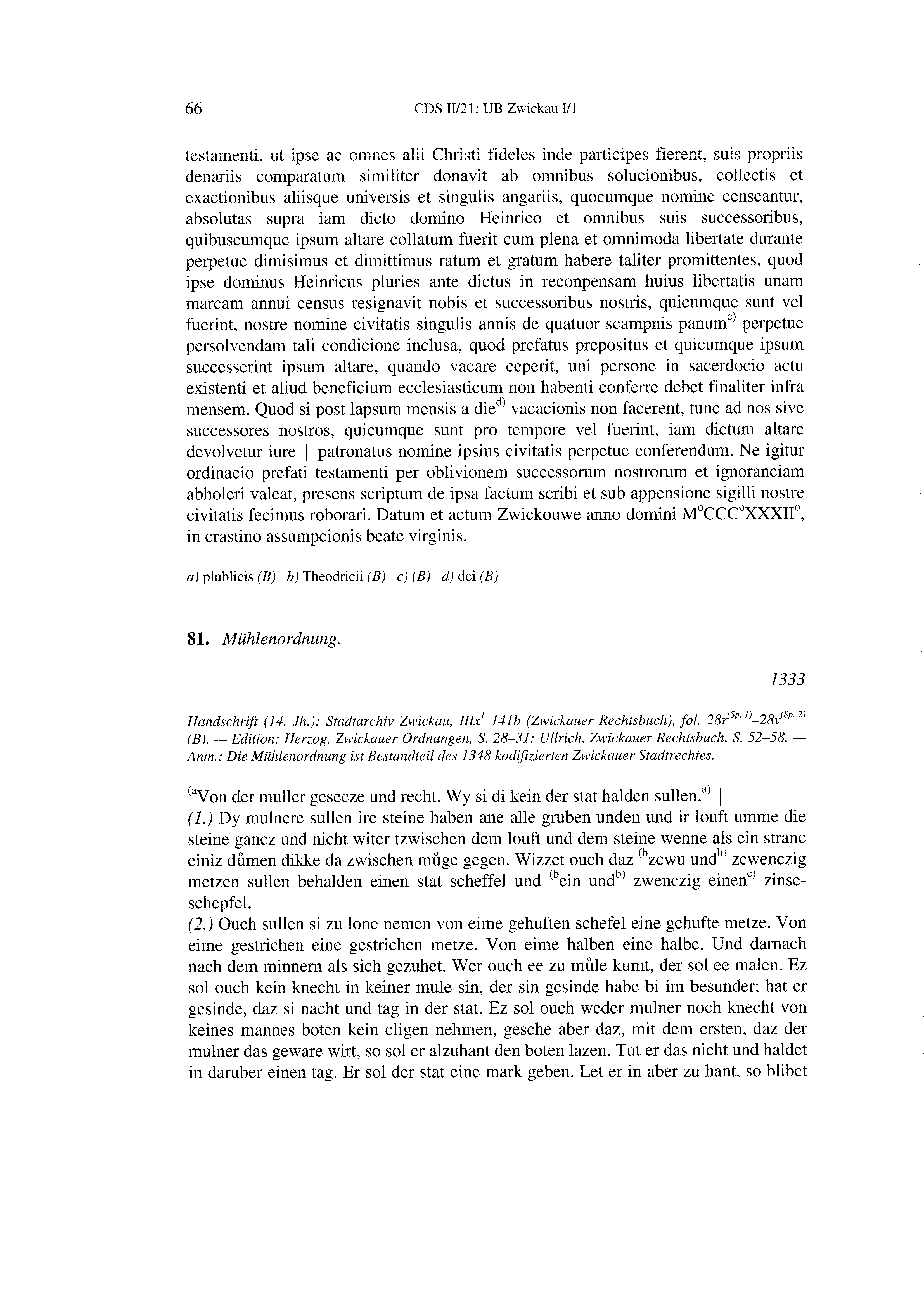 Historische Urkunde Seite 66 aus Band cds2_21