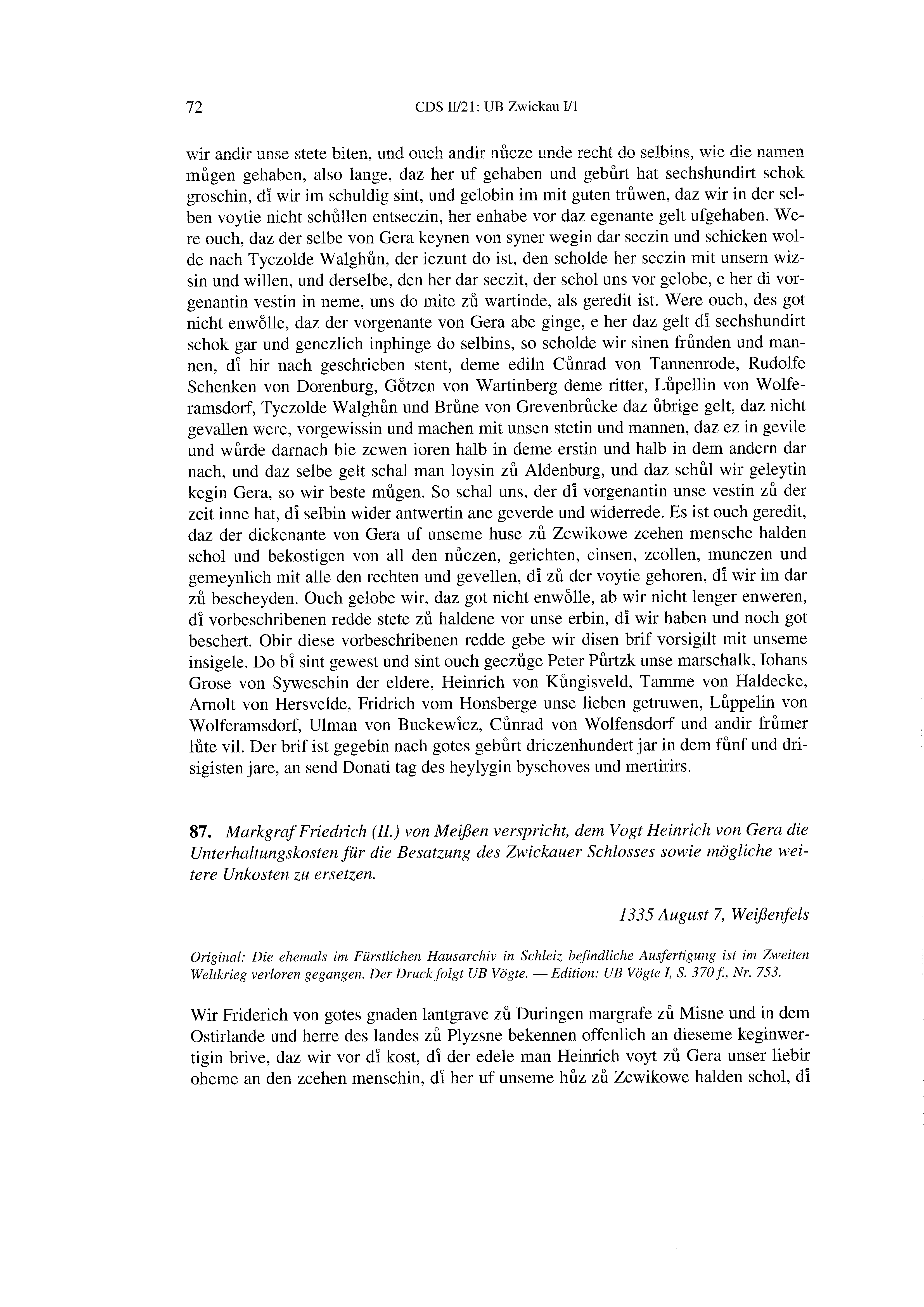 Historische Urkunde Seite 72 aus Band cds2_21