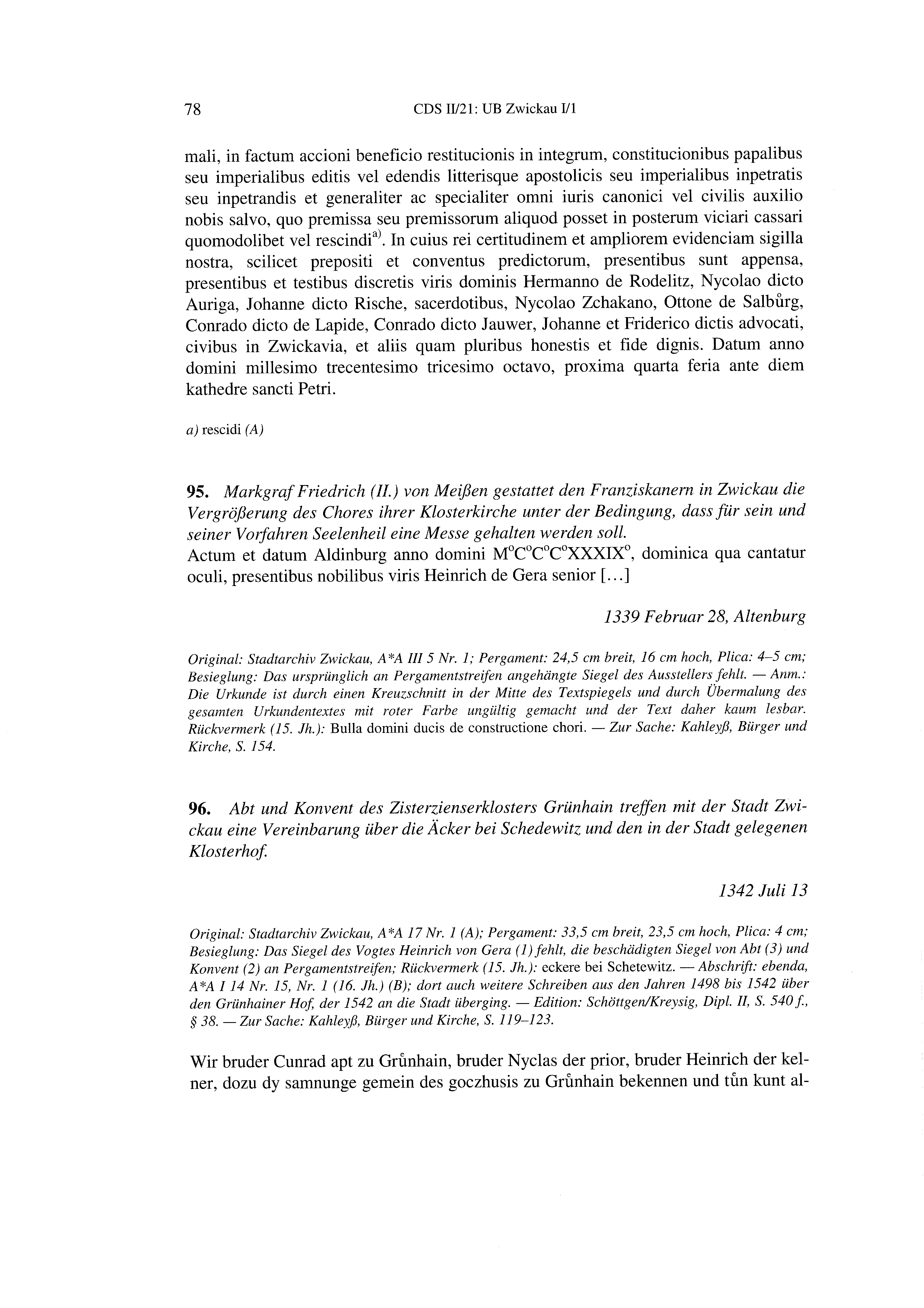 Historische Urkunde Seite 78 aus Band cds2_21