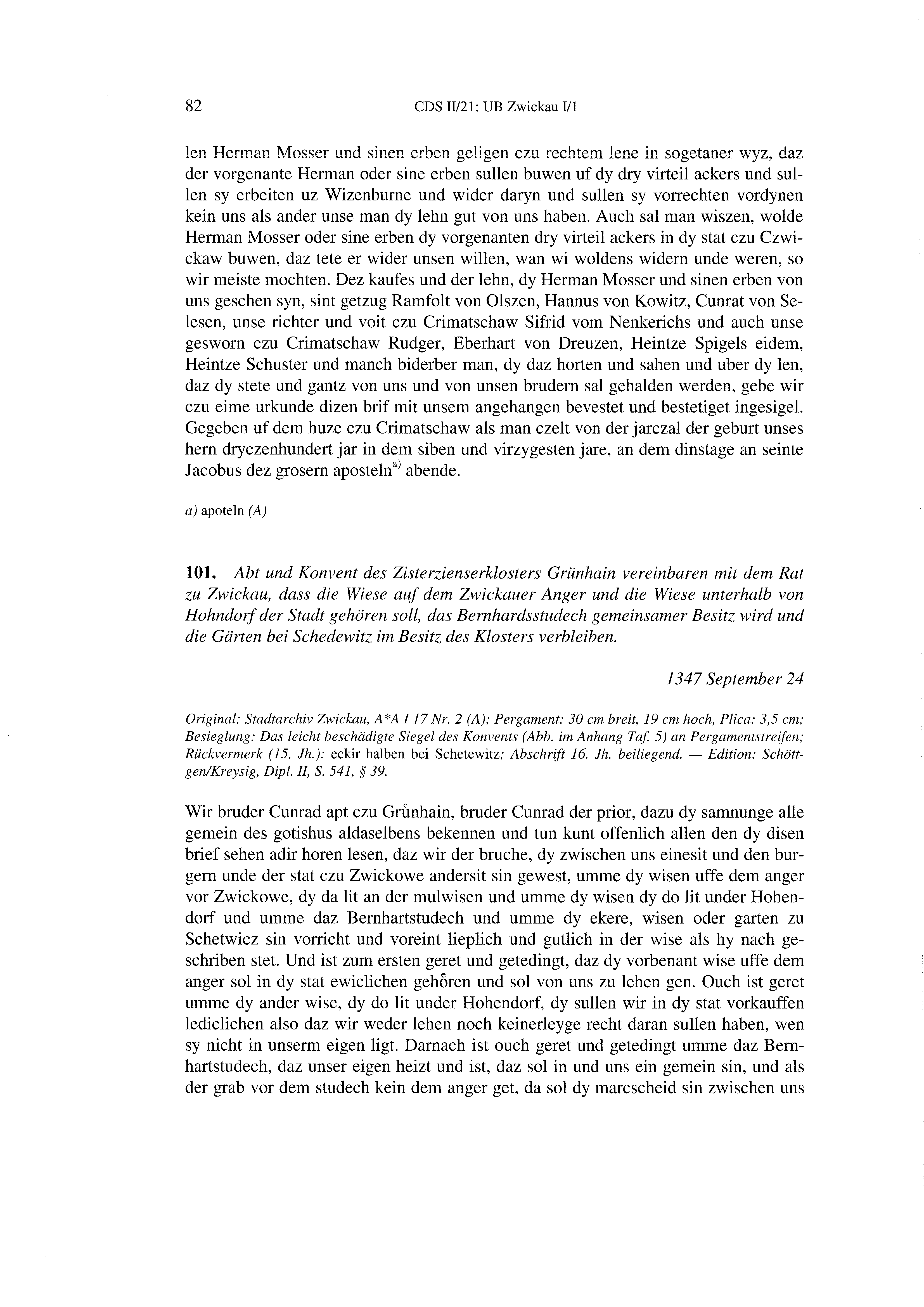 Historische Urkunde Seite 82 aus Band cds2_21