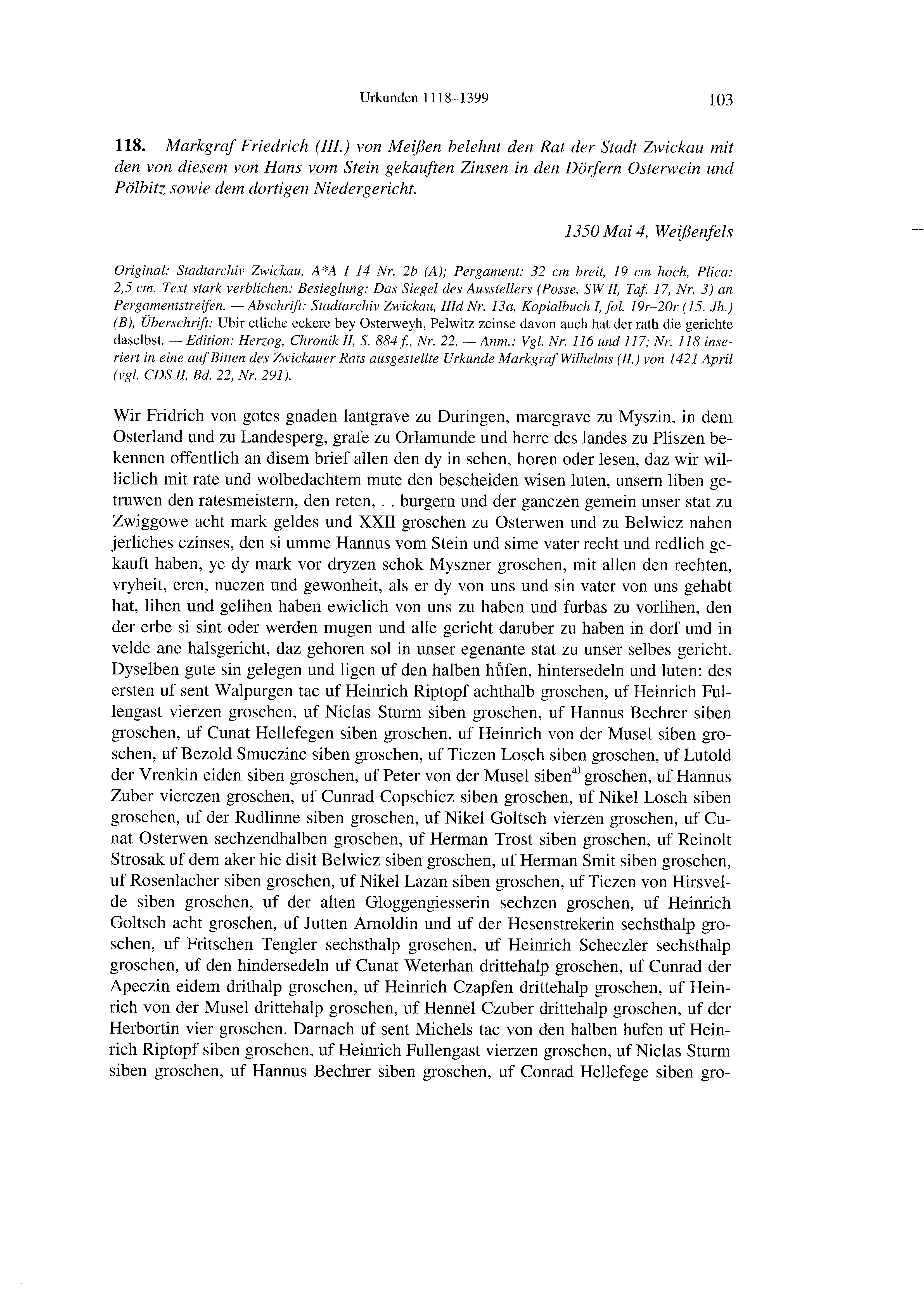 Historische Urkunde Seite 103 aus Band cds2_21