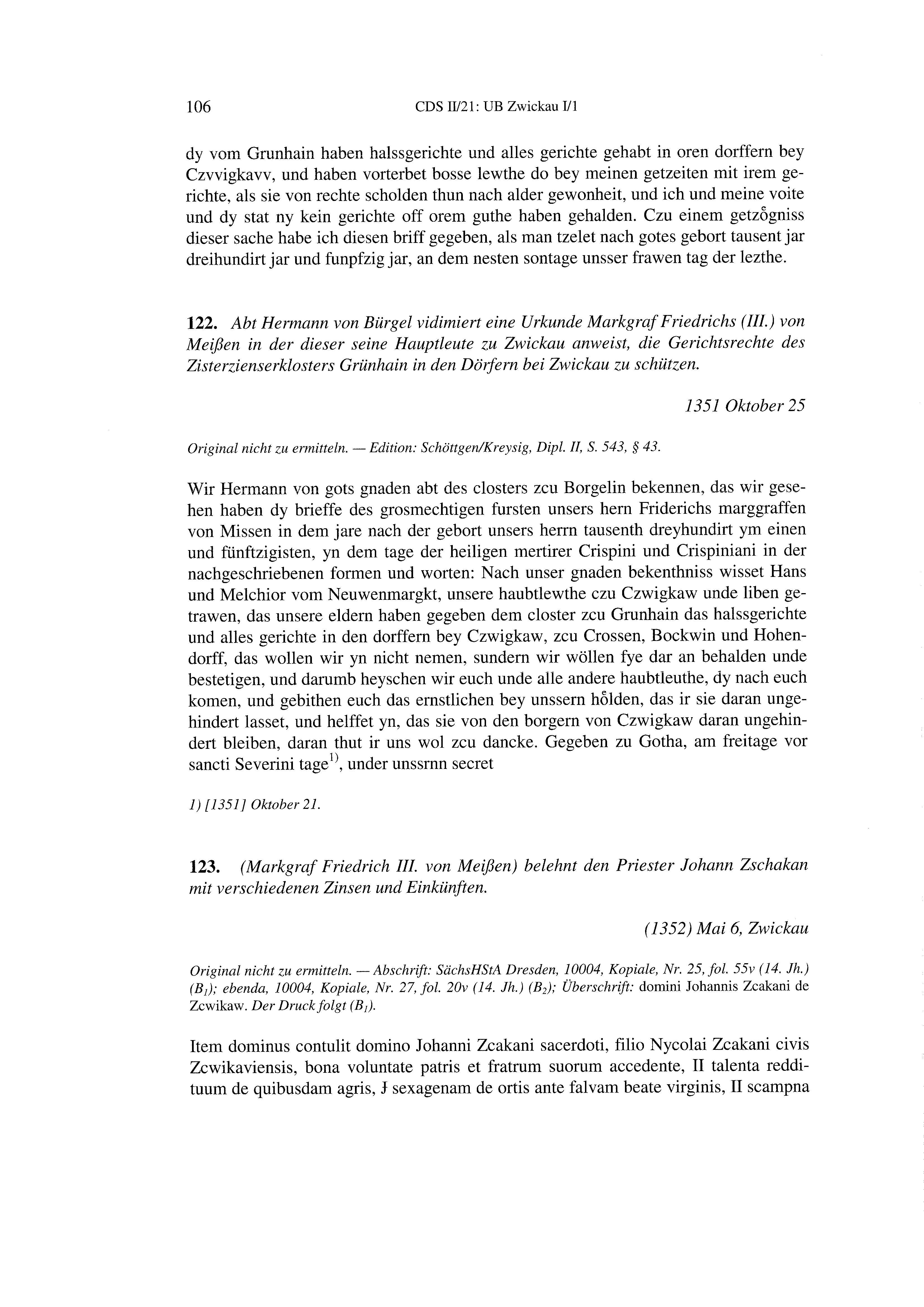 Historische Urkunde Seite 106 aus Band cds2_21