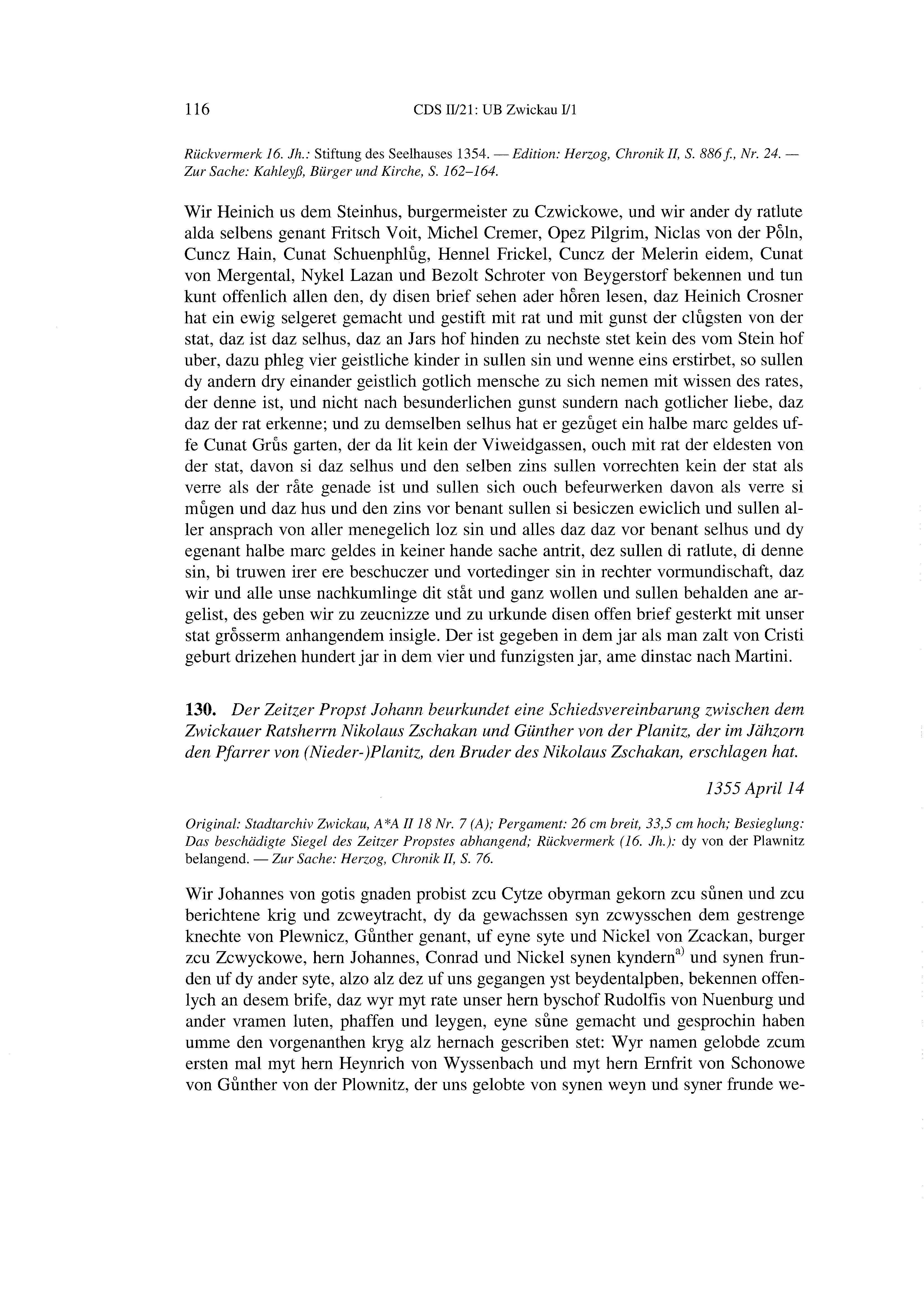 Historische Urkunde Seite 116 aus Band cds2_21