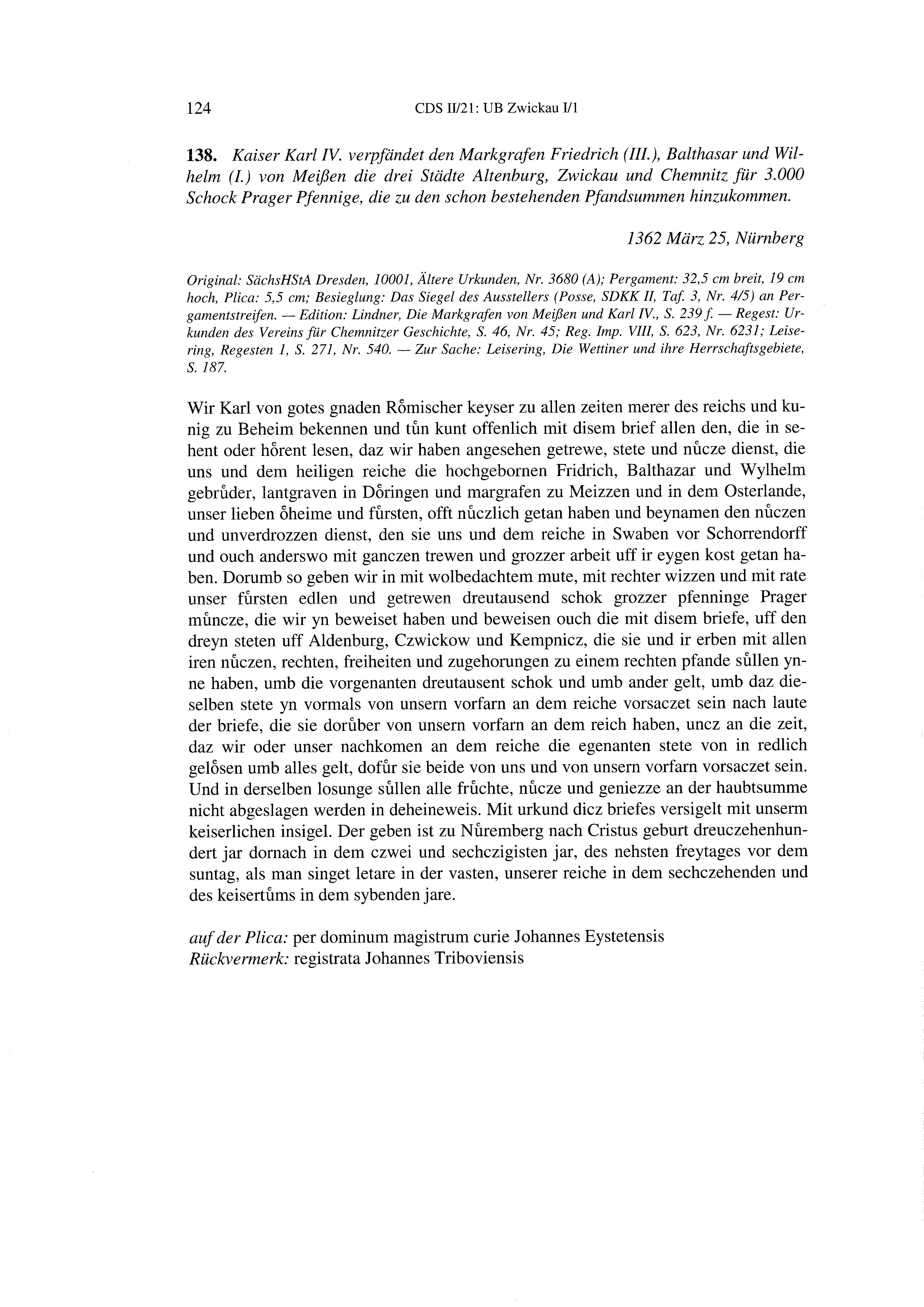 Historische Urkunde Seite 124 aus Band cds2_21