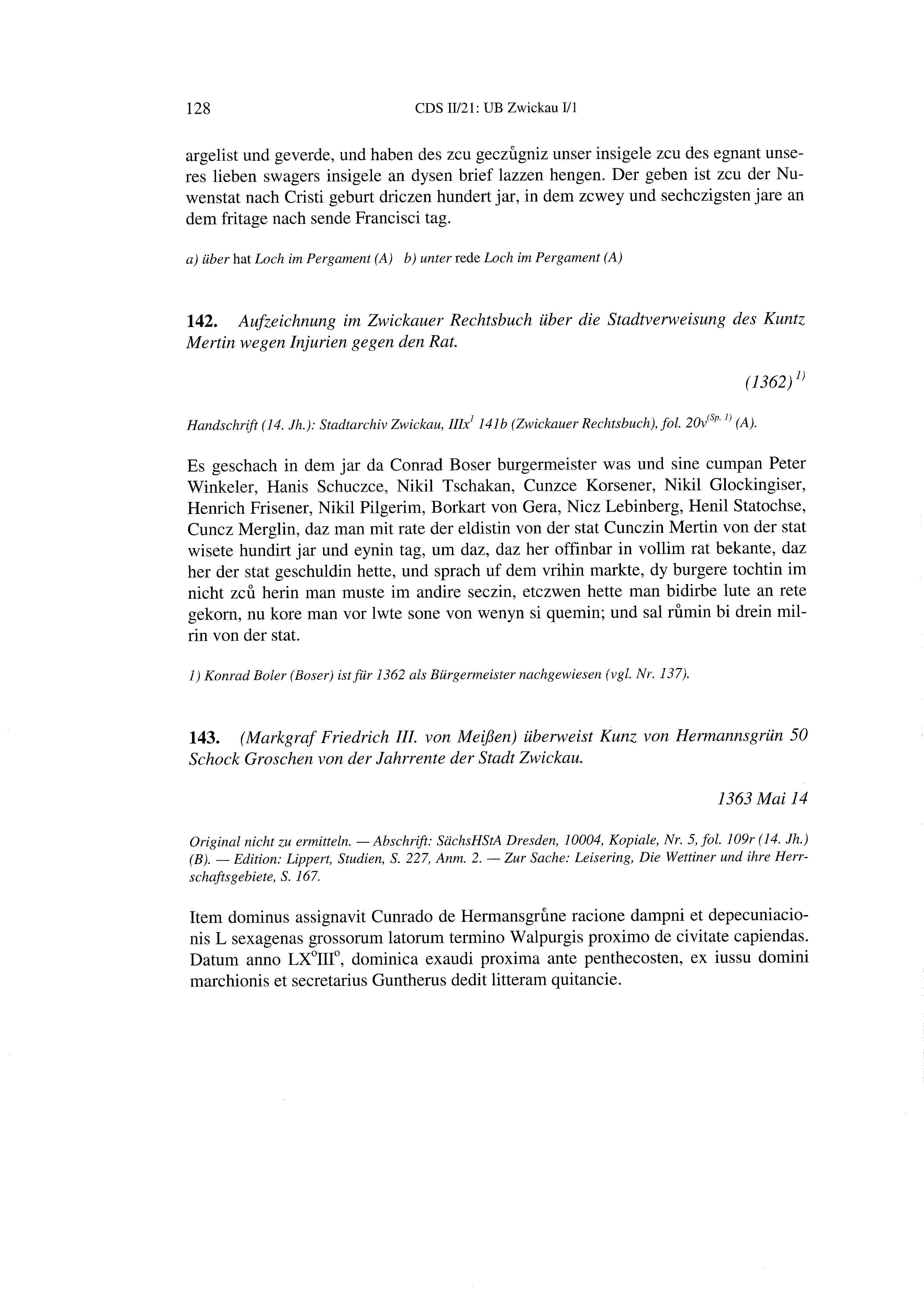 Historische Urkunde Seite 128 aus Band cds2_21