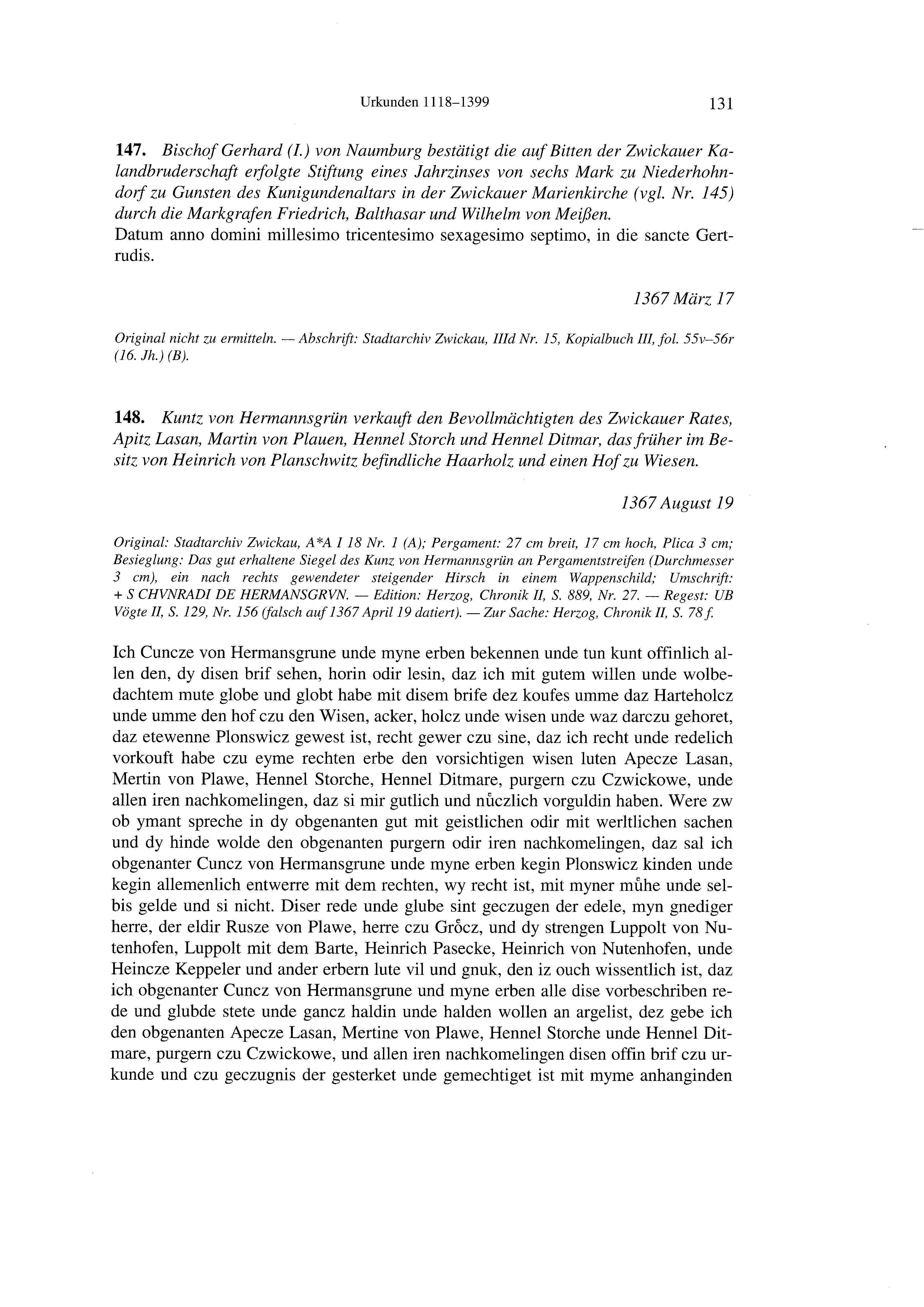 Historische Urkunde Seite 131 aus Band cds2_21