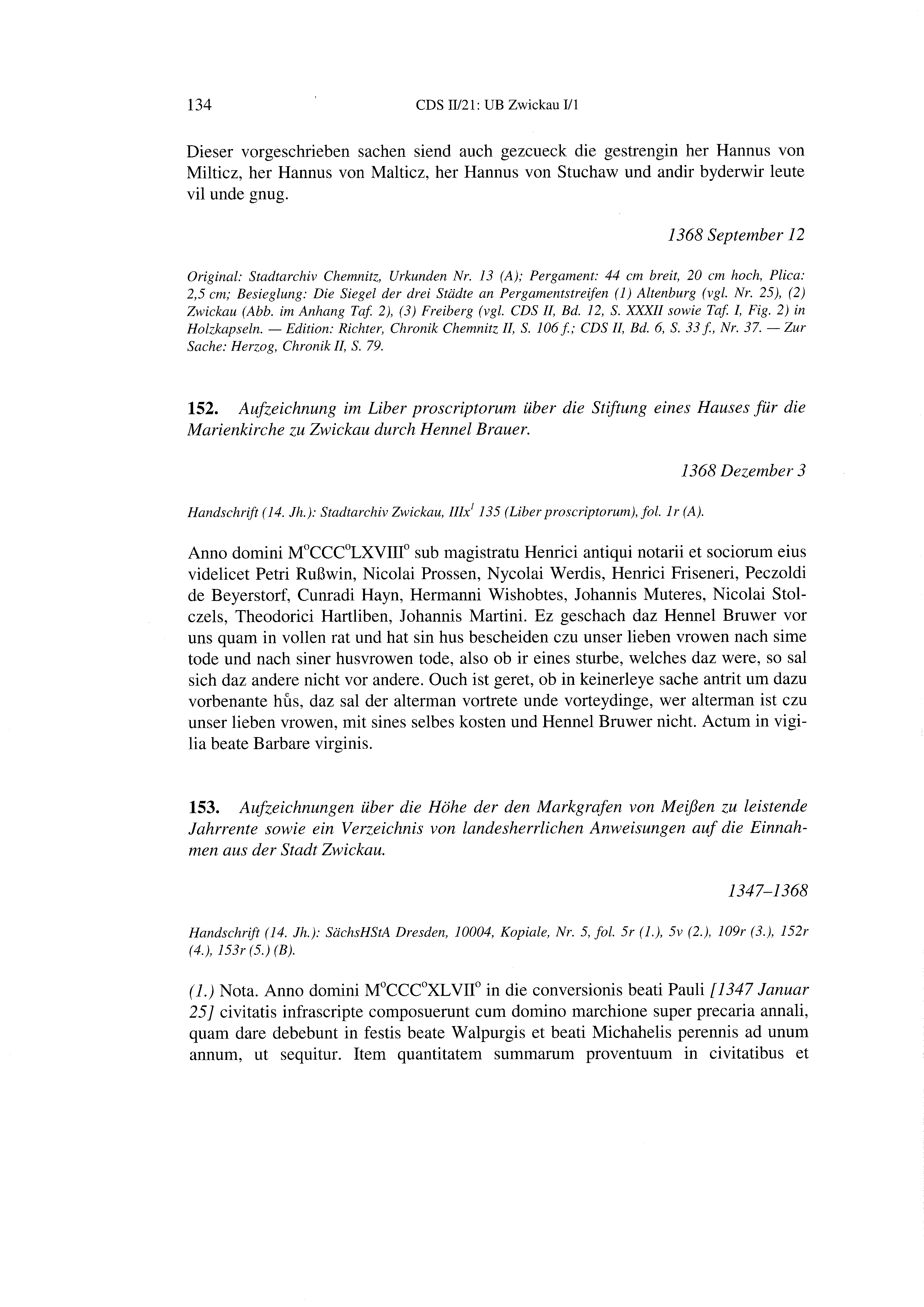Historische Urkunde Seite 134 aus Band cds2_21