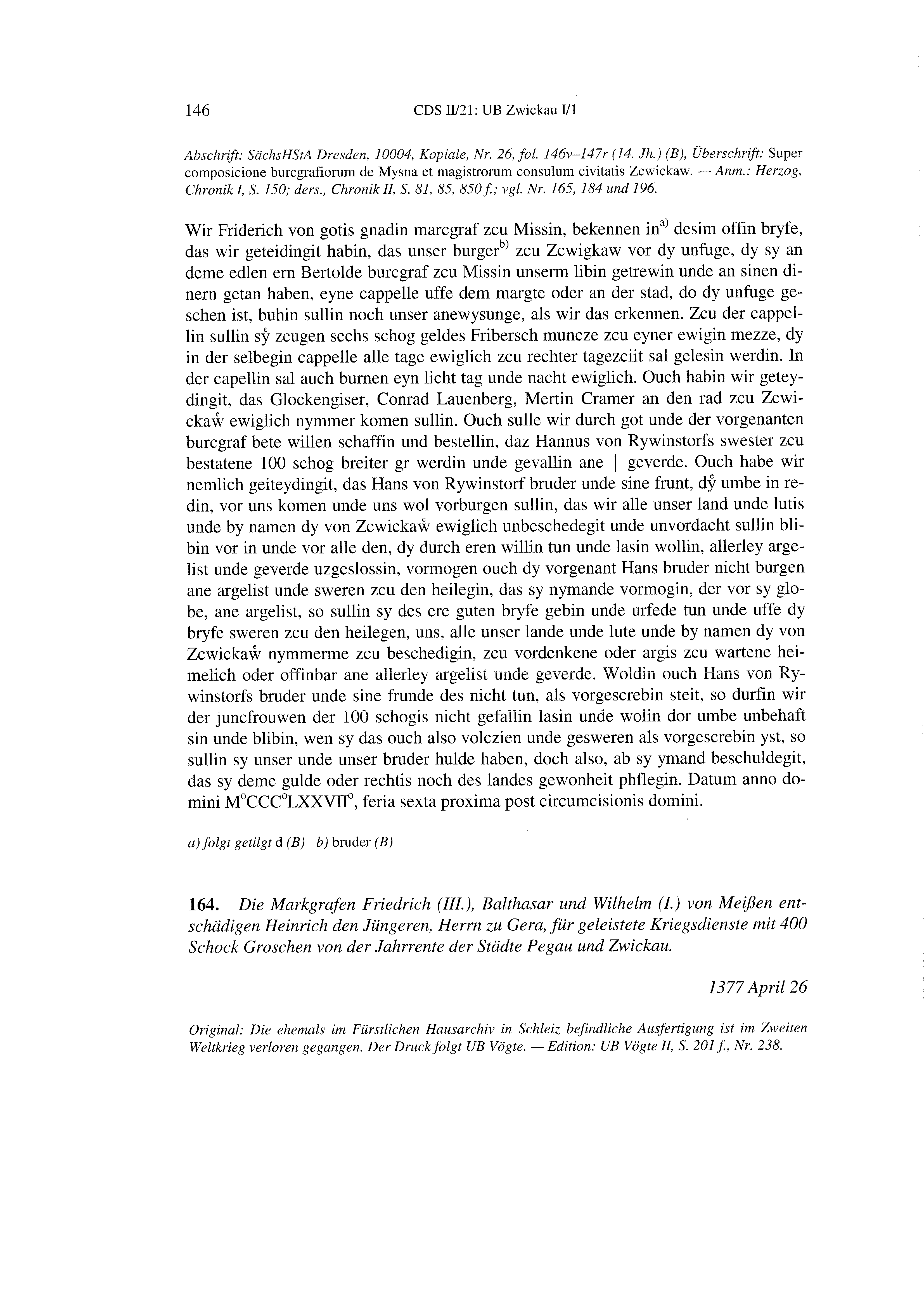 Historische Urkunde Seite 146 aus Band cds2_21