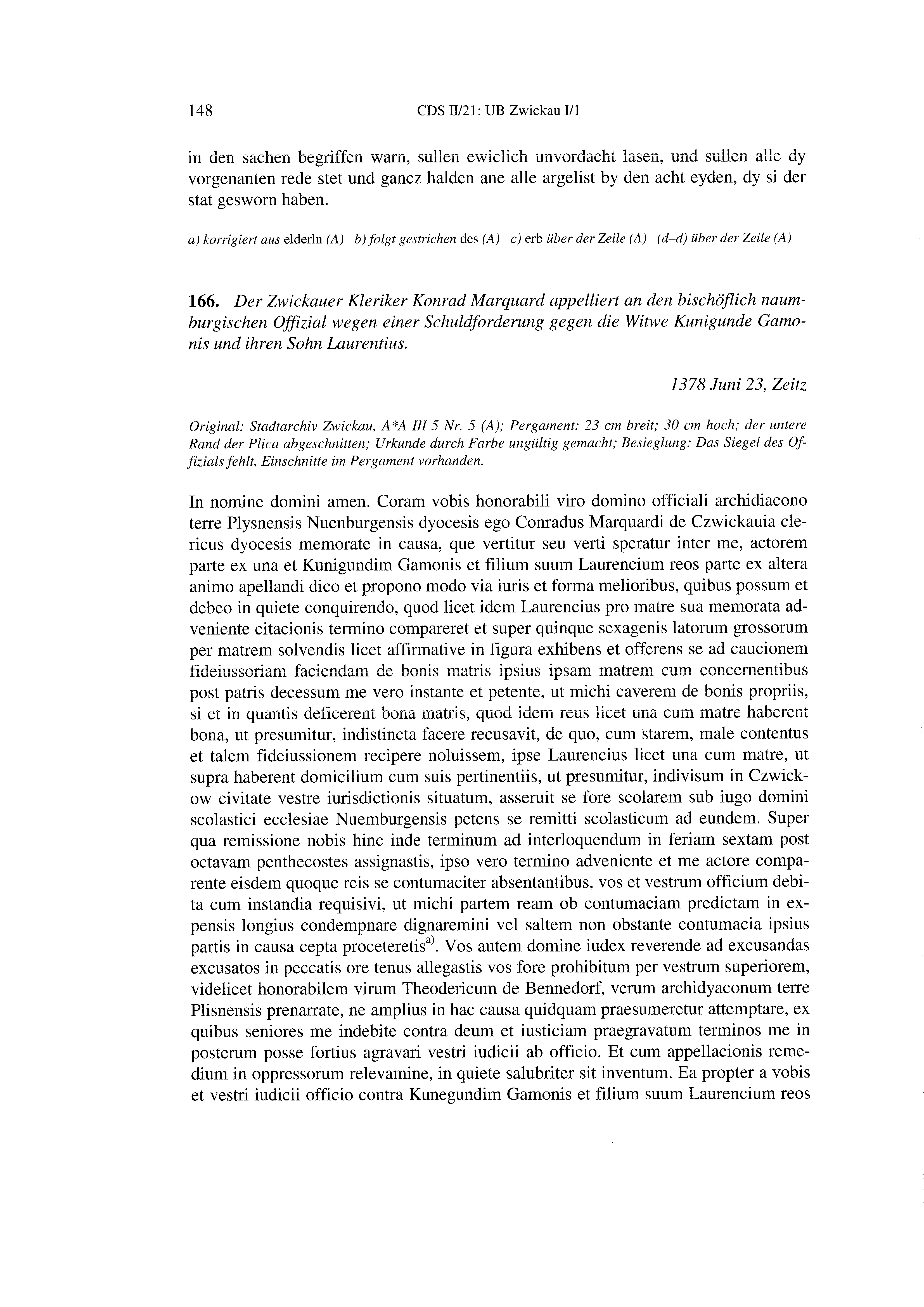 Historische Urkunde Seite 148 aus Band cds2_21