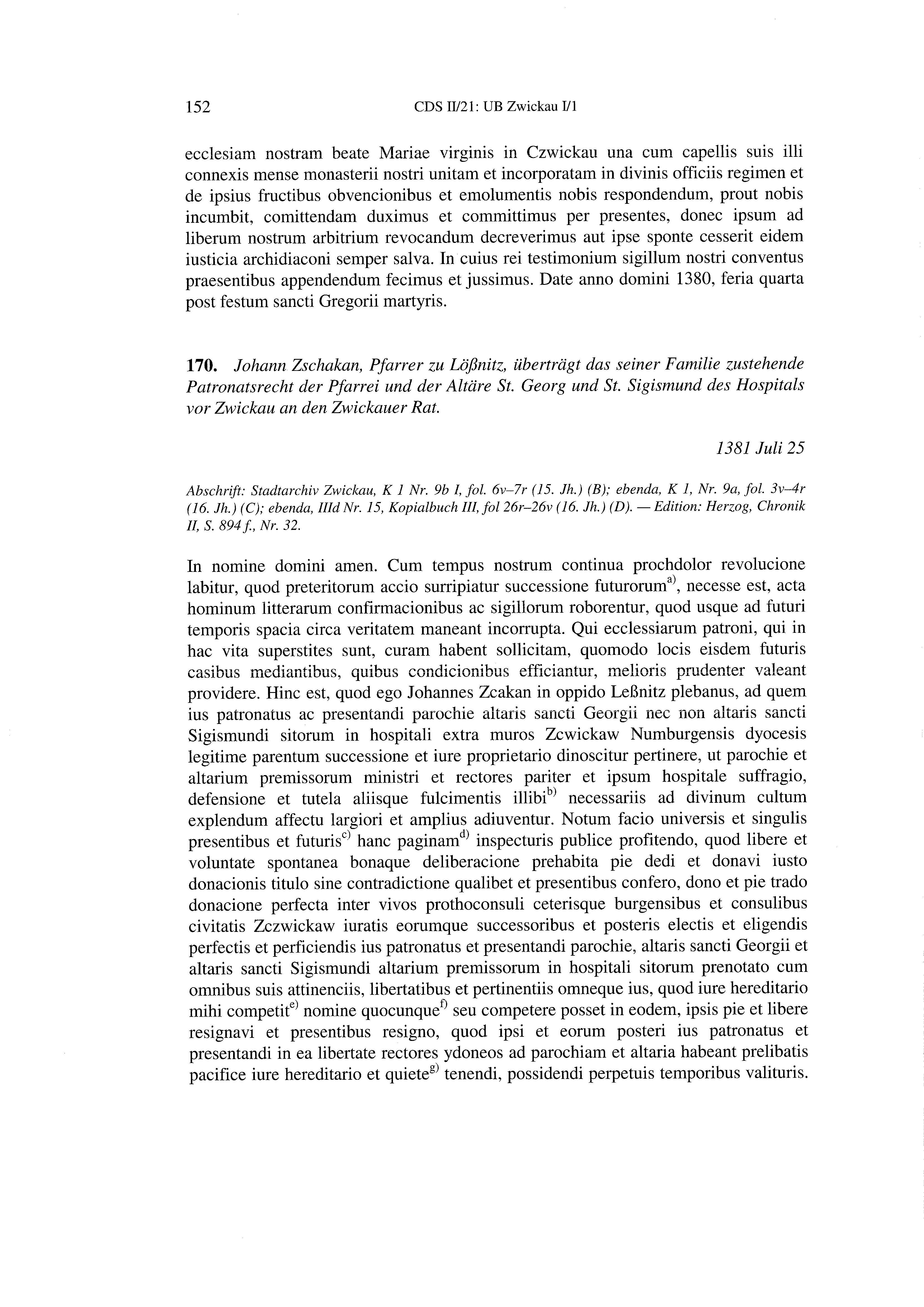 Historische Urkunde Seite 152 aus Band cds2_21