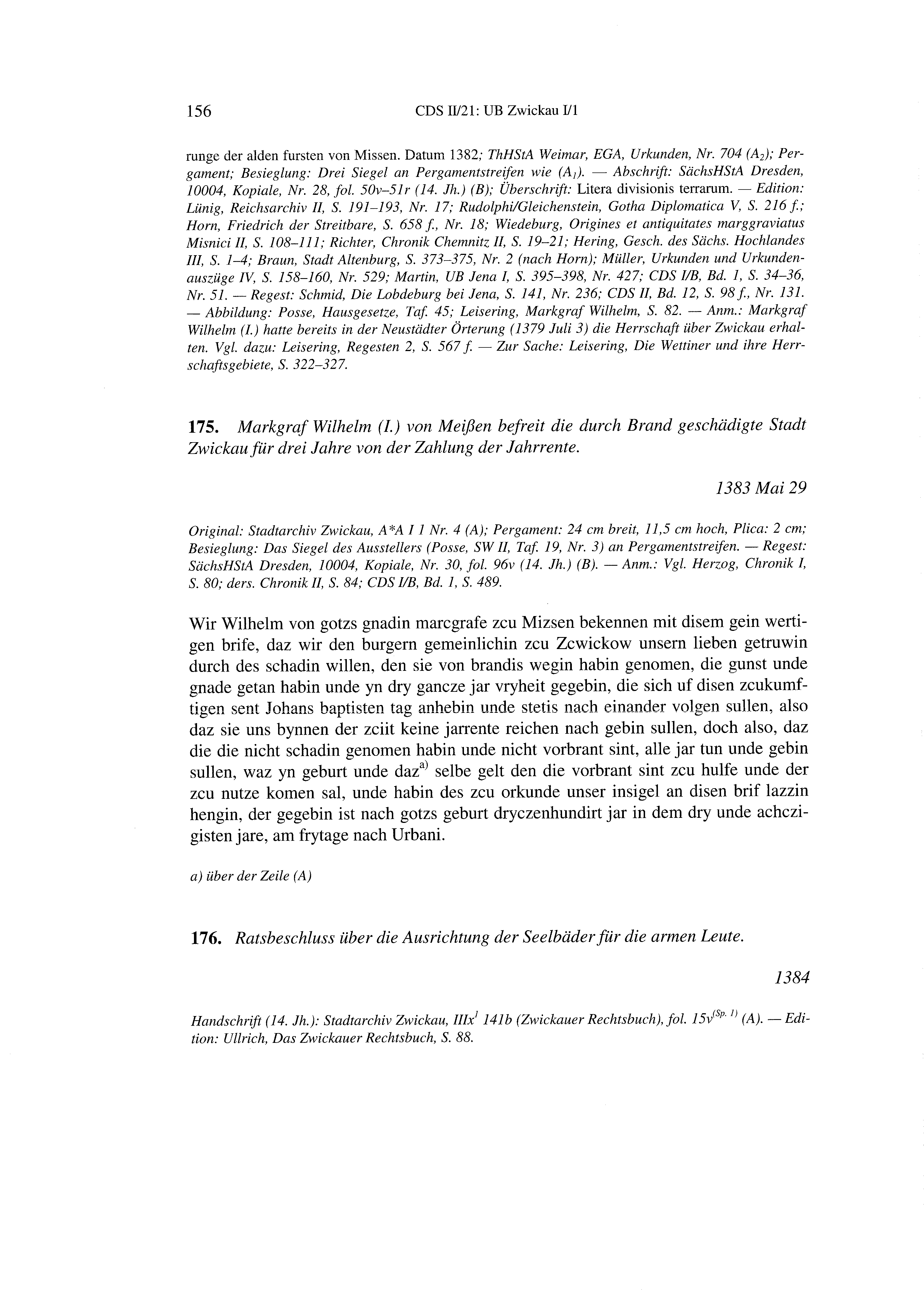 Historische Urkunde Seite 156 aus Band cds2_21