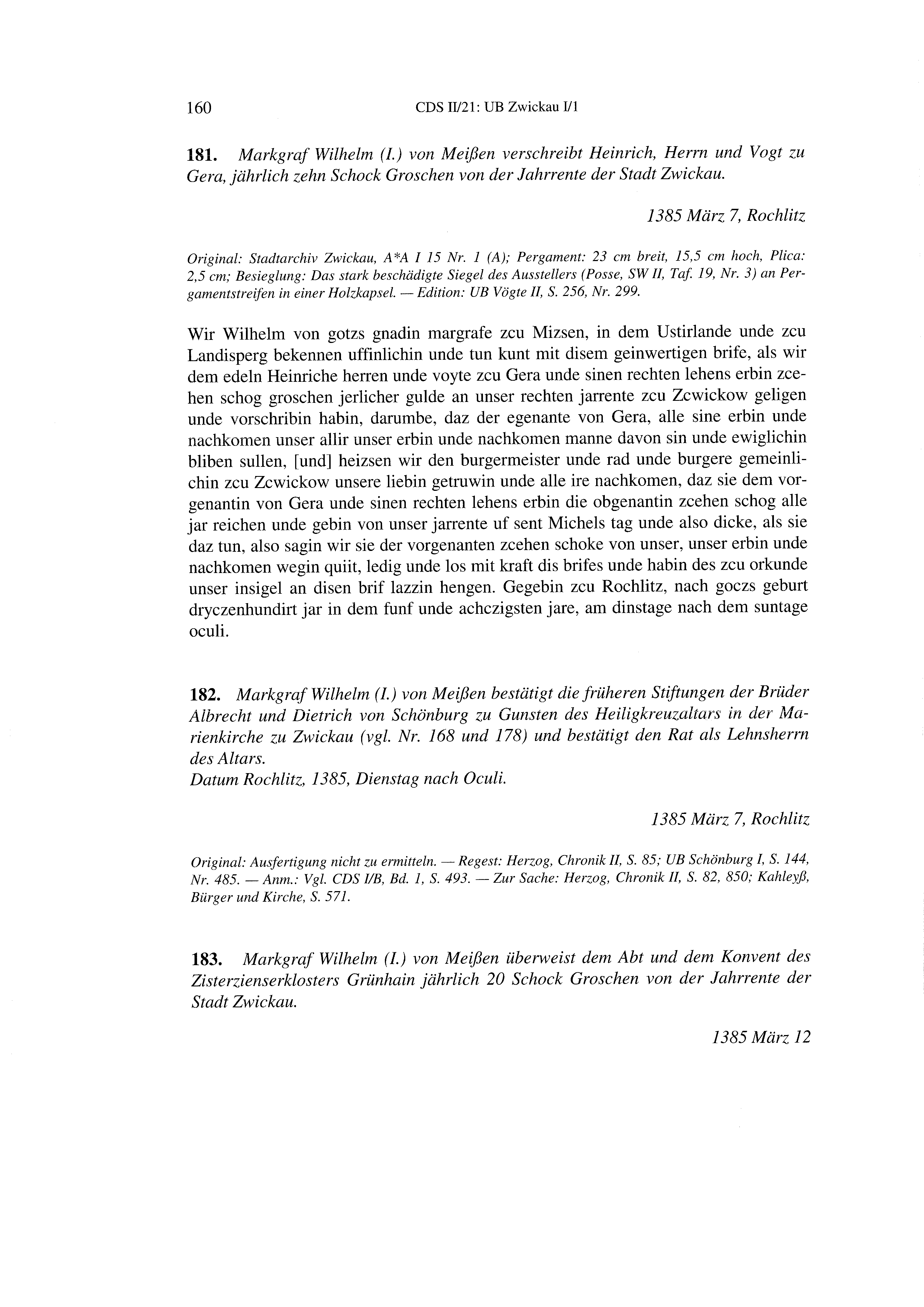 Historische Urkunde Seite 160 aus Band cds2_21