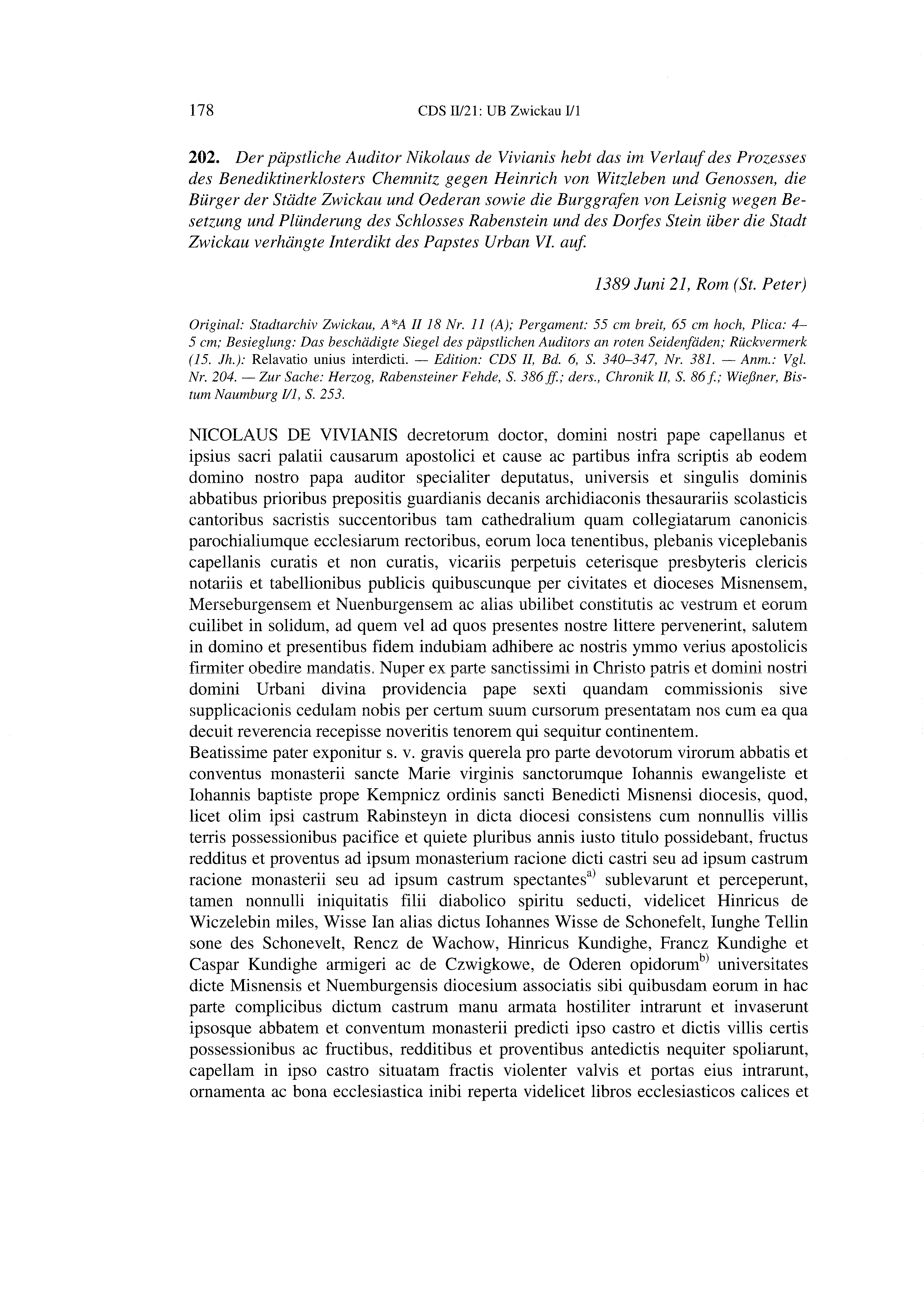 Historische Urkunde Seite 178 aus Band cds2_21