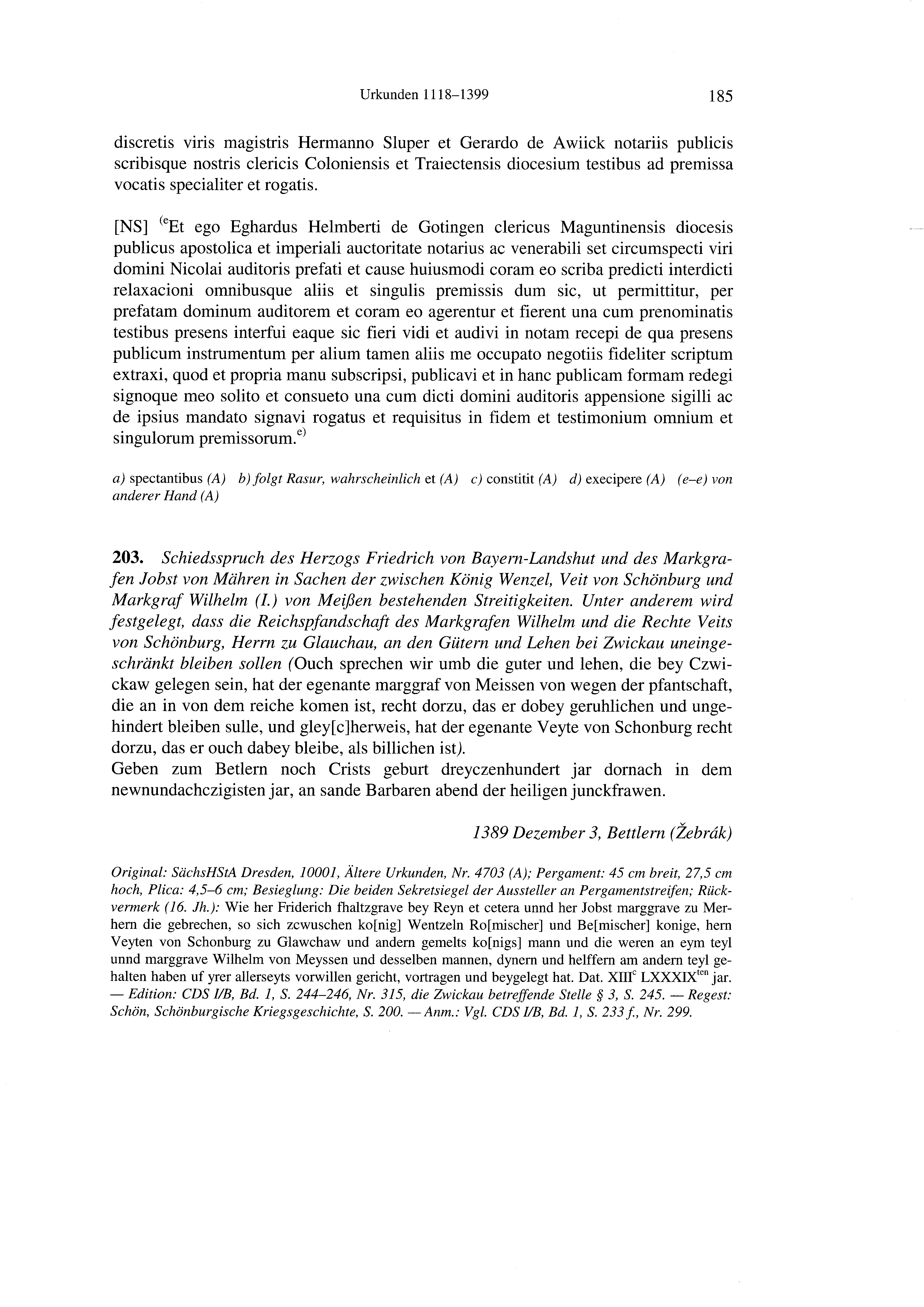 Historische Urkunde Seite 185 aus Band cds2_21