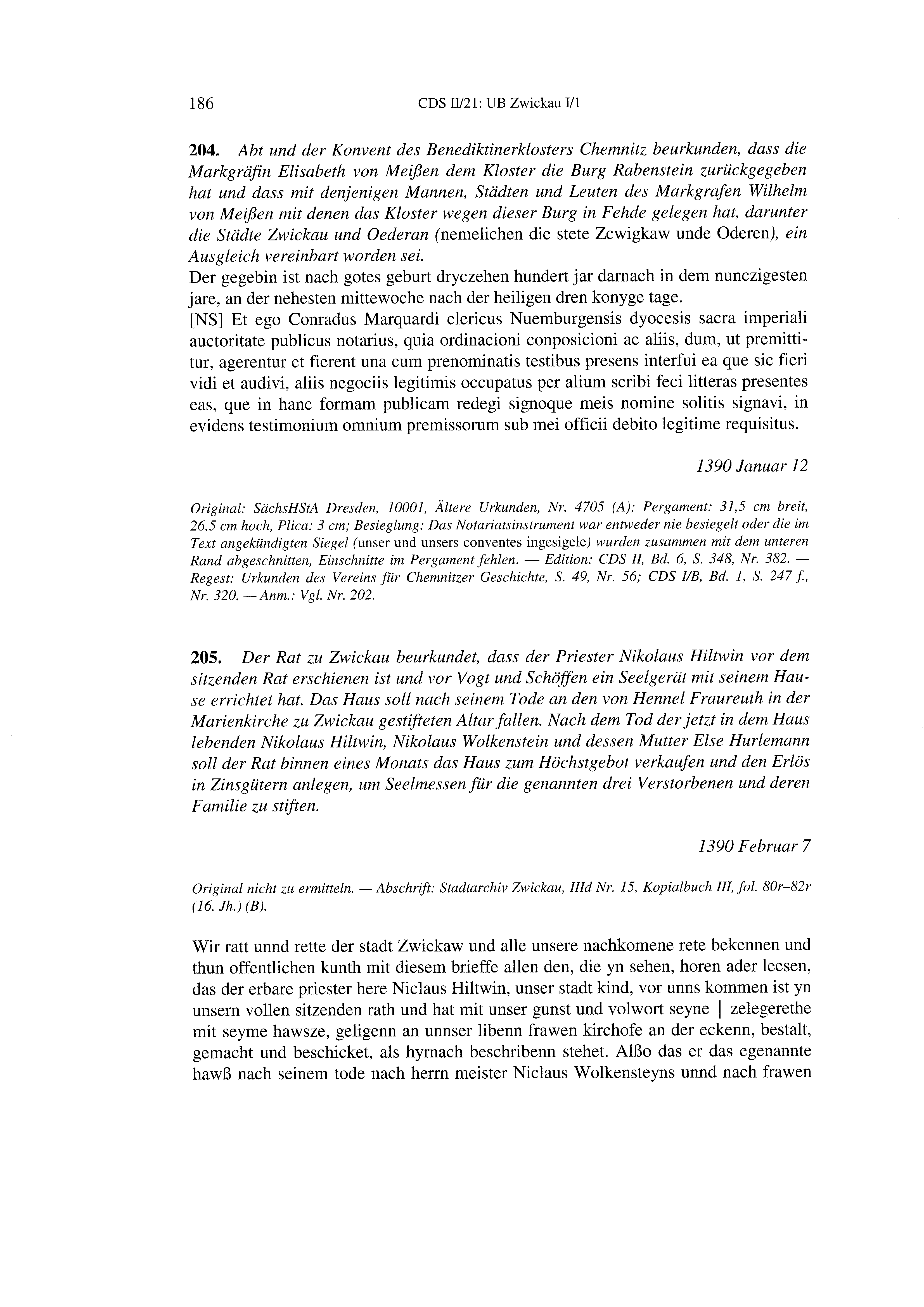 Historische Urkunde Seite 186 aus Band cds2_21