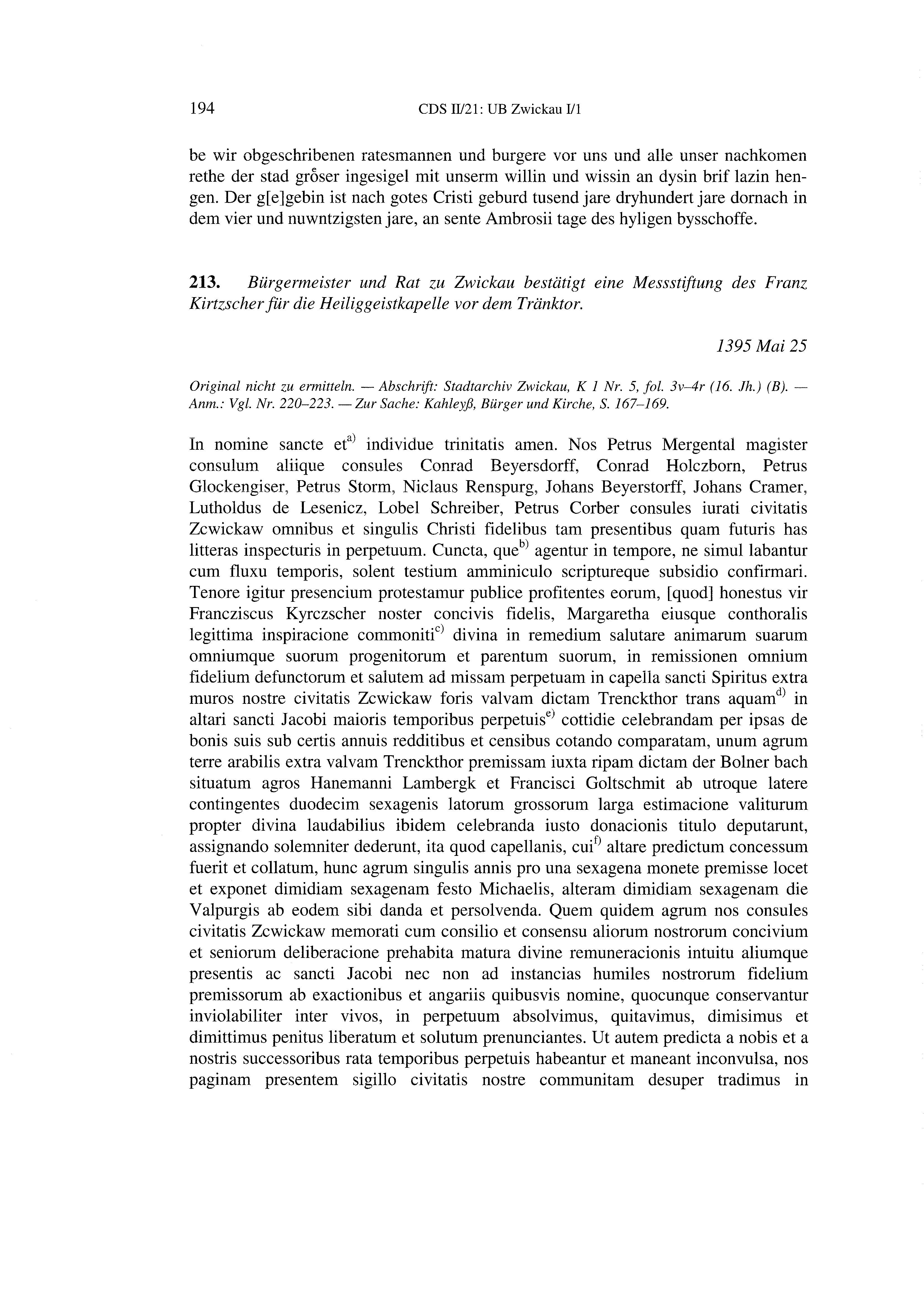 Historische Urkunde Seite 194 aus Band cds2_21